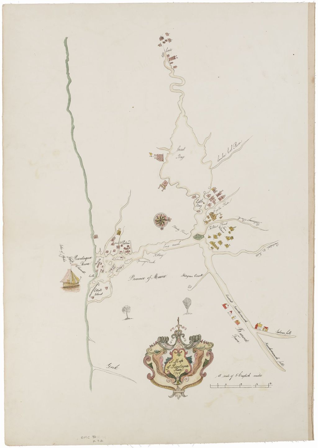 Miniature of BMC 46--A Map of Piscataqua River, 1708