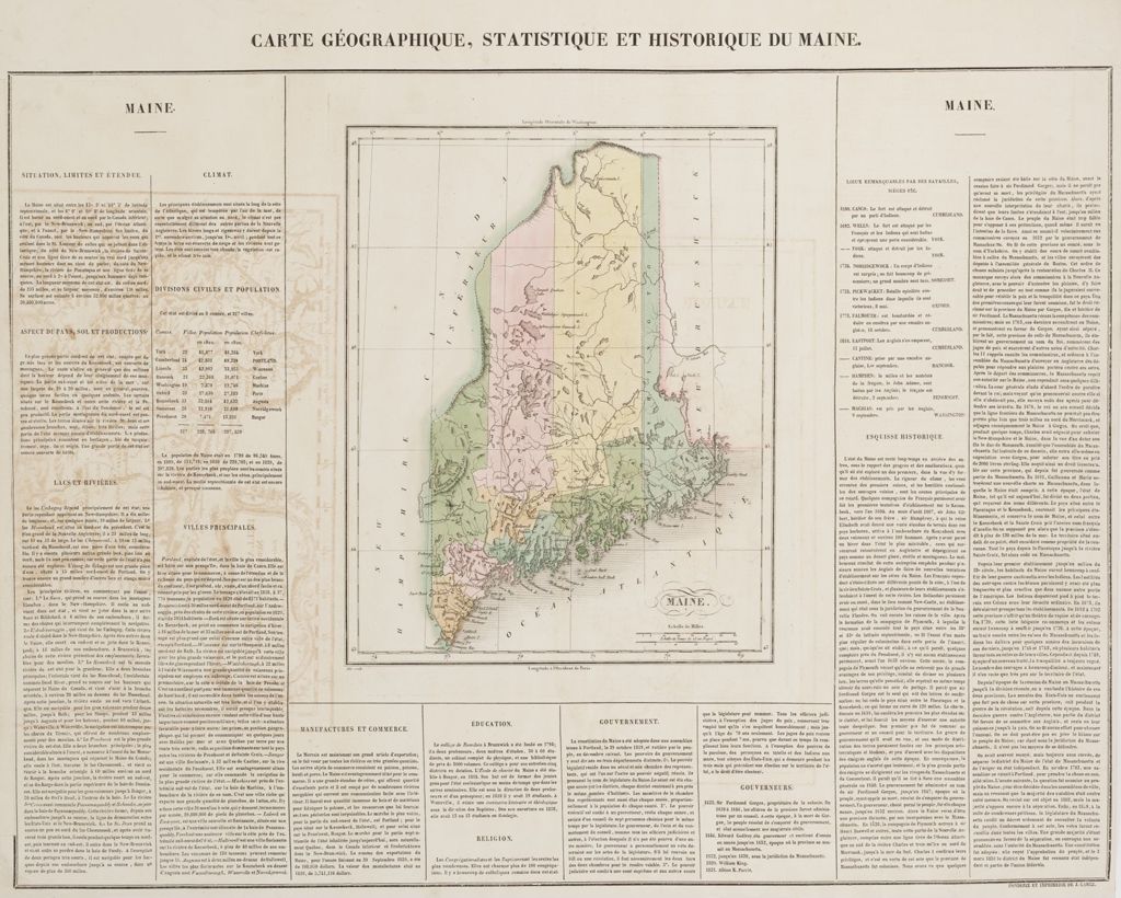 Miniature of BMC 57--Carte Geographique, Statistique et Historique du Maine, circa 1822
