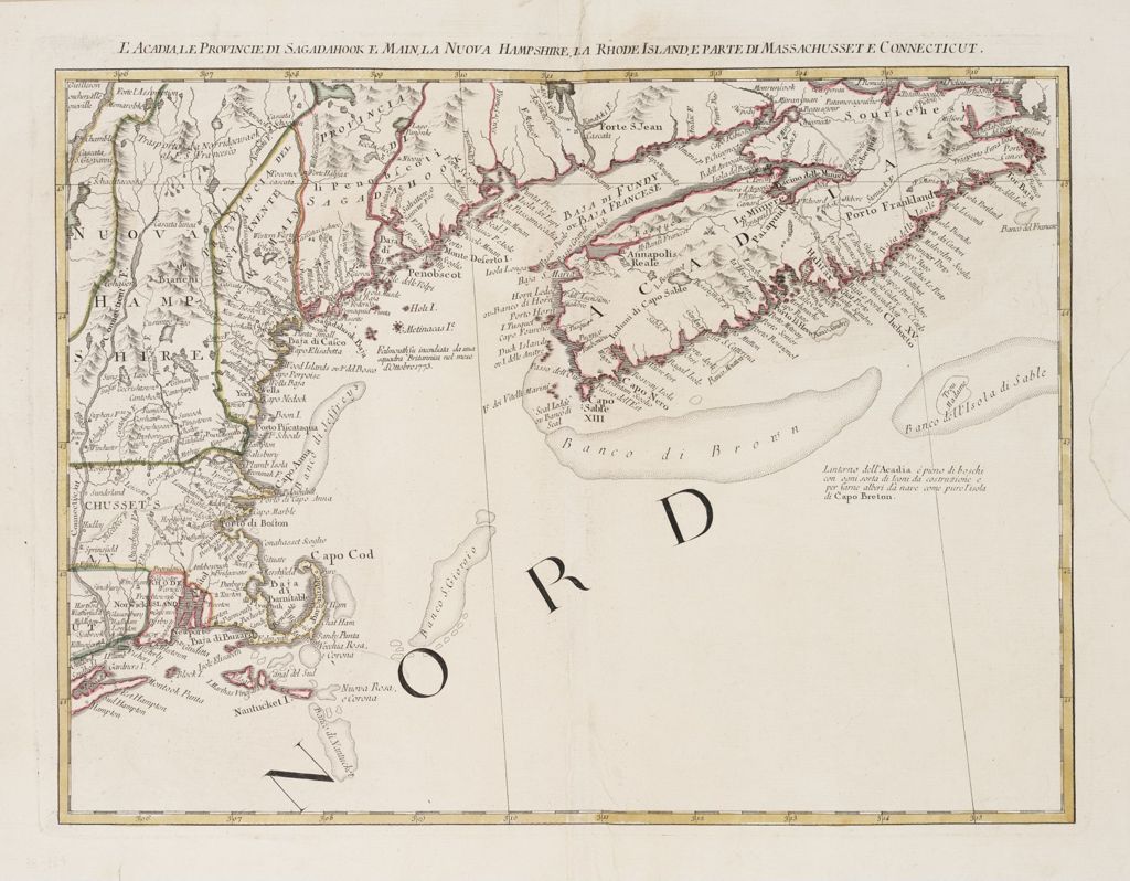 Miniature of BMC 62A--L'Acadia, le Provincie di Sagadahook e Main, la Nuova Hampshire, la Rhode Island, e parte di Massachusset e Connceticut, 1778