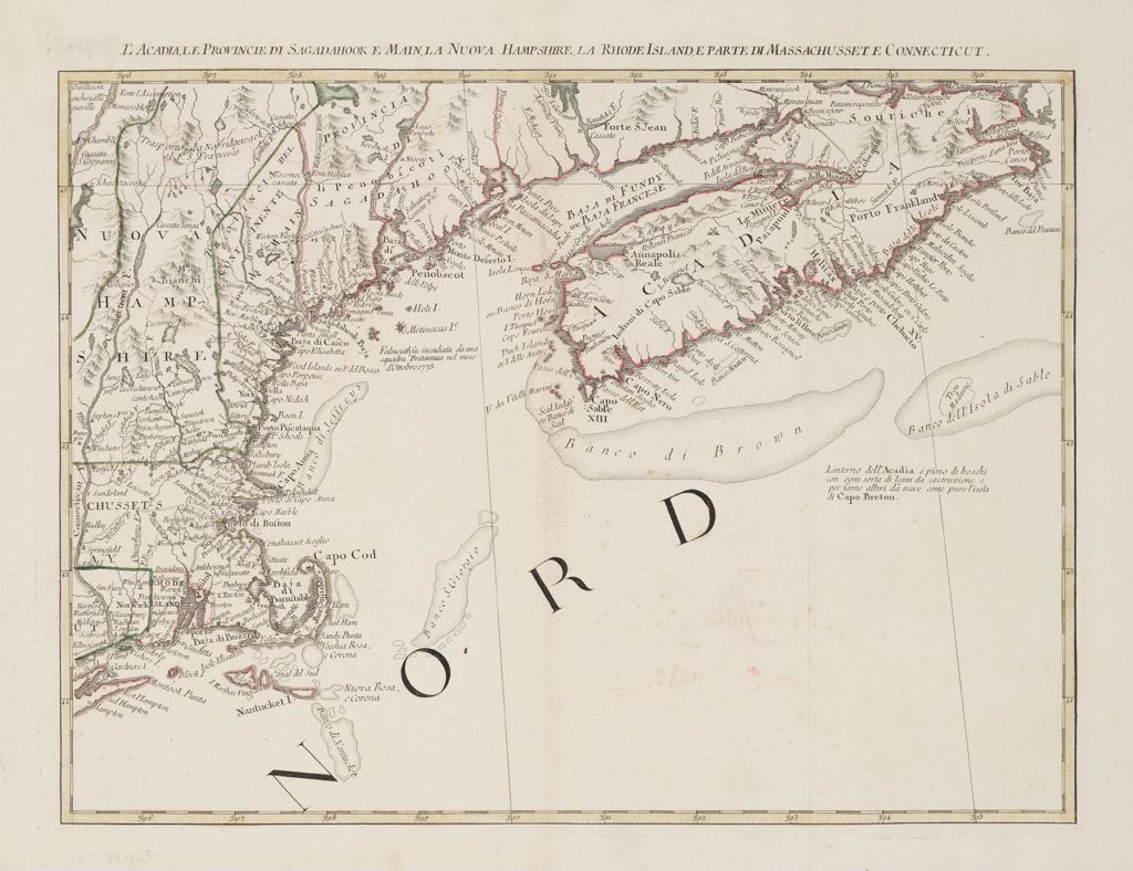 Miniature of BMC 62B--L'Acadia, le Provincie di Sagadahook e Main, la Nuova Hampshire, la Rhode Island, e parte di Massachusset e Connceticut, 1778