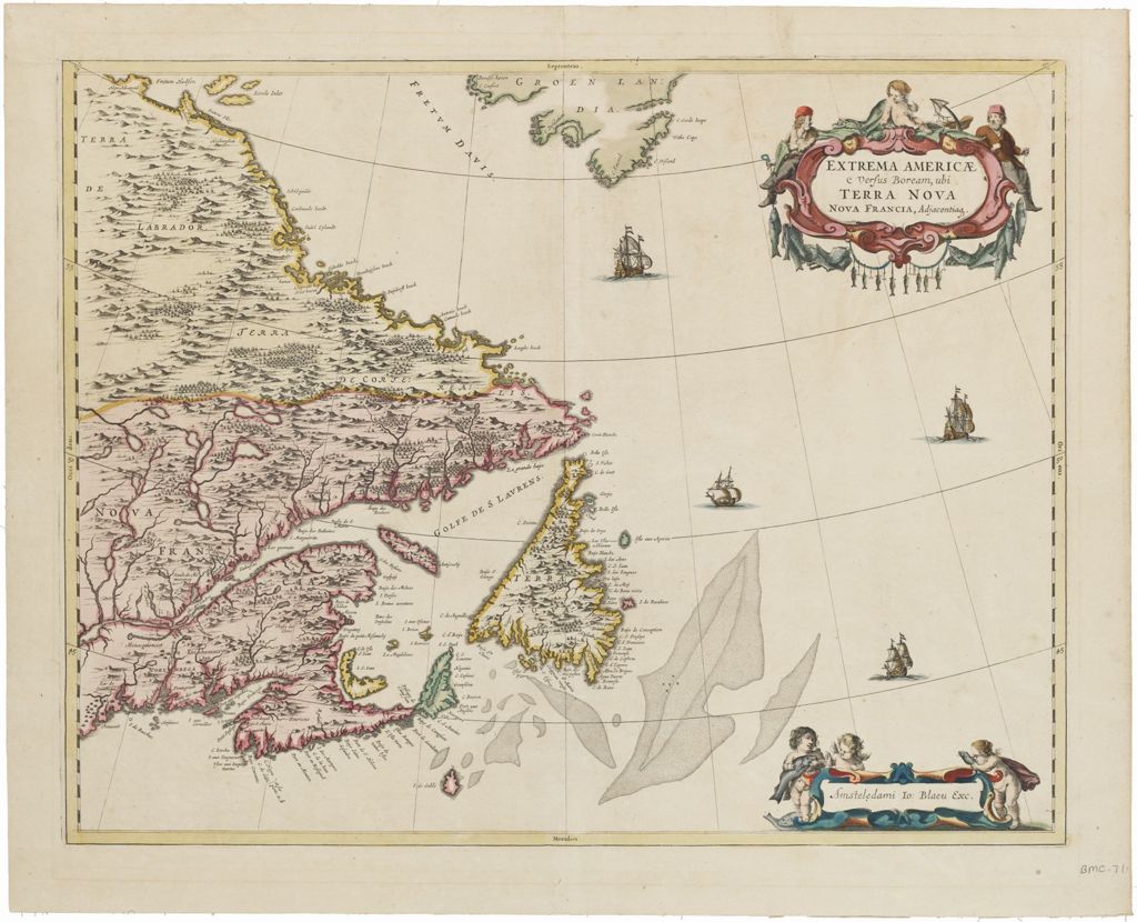 Miniature of BMC 71--Extrema Americae Versus Boream, ubi Terra Nova Nova Francia