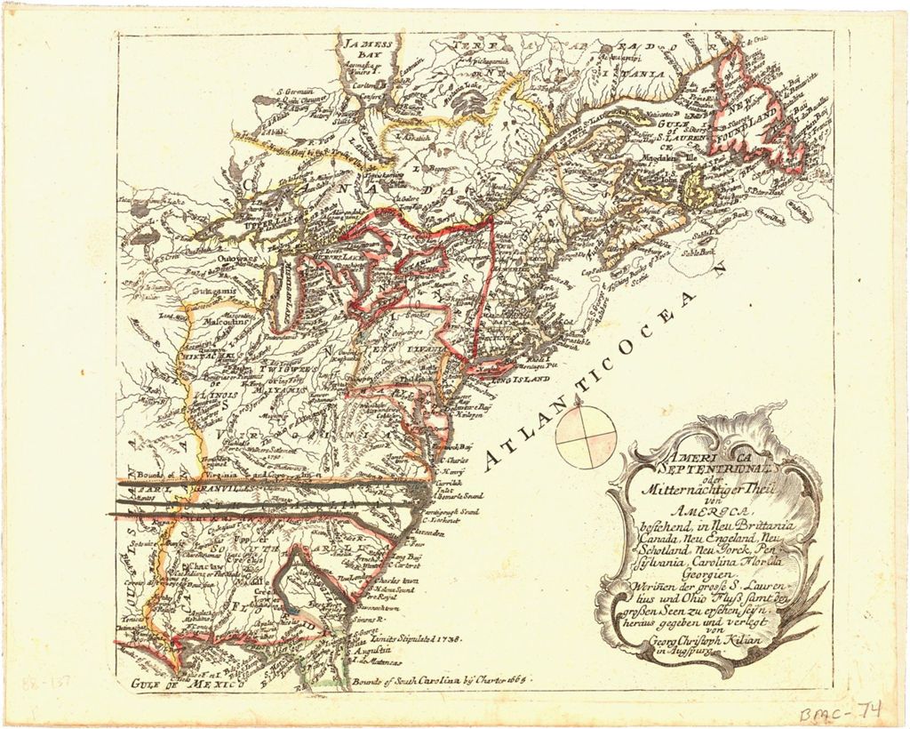 Miniature of BMC 74--America Septentrionalis oder Mitternachtiger Theil von America [...], 1762