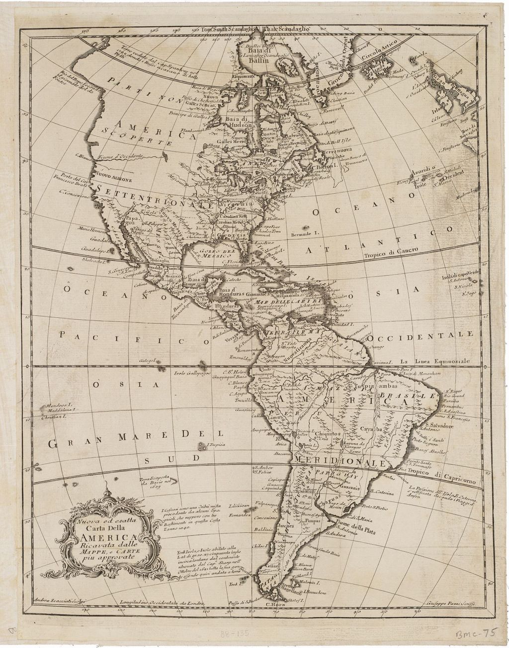 Miniature of BMC 75--Nuova ed esatta Carta Della America Ricavata dale Mappe, e carte piu approvate, 1763