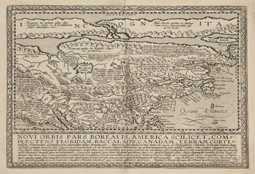 Miniature of BMC 77--Novi Orbis Pars Borealis, America Scilicet, Complectens Floridam, Baccalaon, Canadam, Terram Corte, 1585