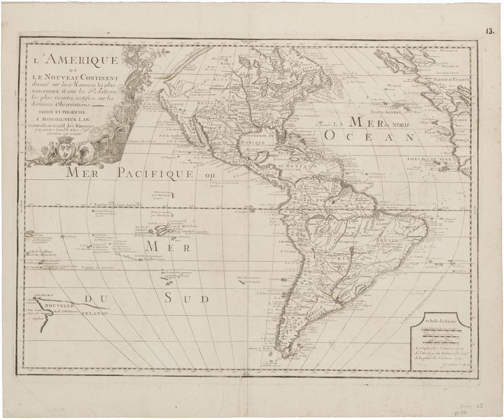 Miniature of BMC 13--L'Amerique, ou, Le nouveau continent : dresseè sur les memoires les plus nouveaux et sur les relations les plus recentes, rectifiez sur les dernieres observàtions.  1742