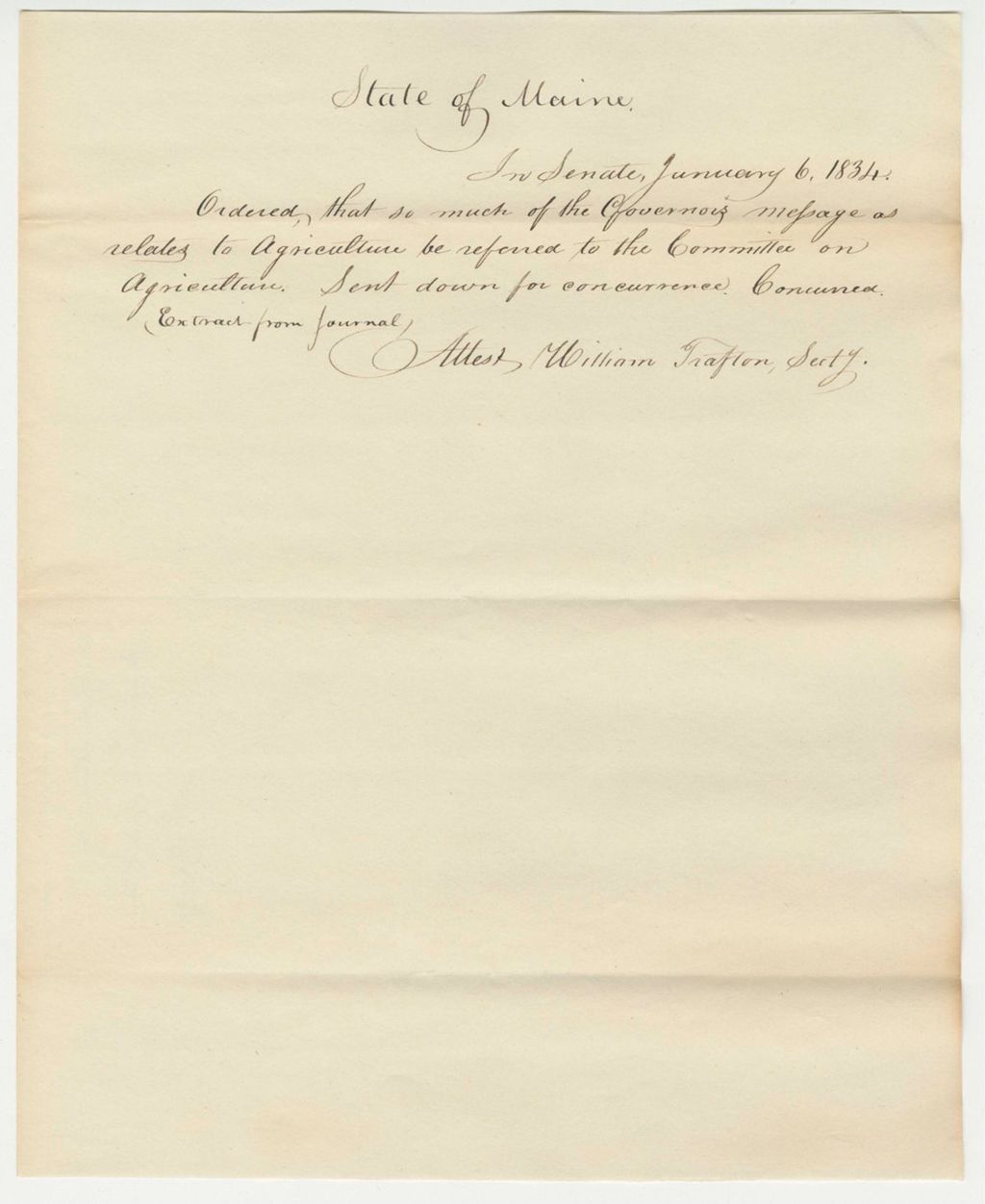 Miniature of Governor's Message in Relation to Agriculture