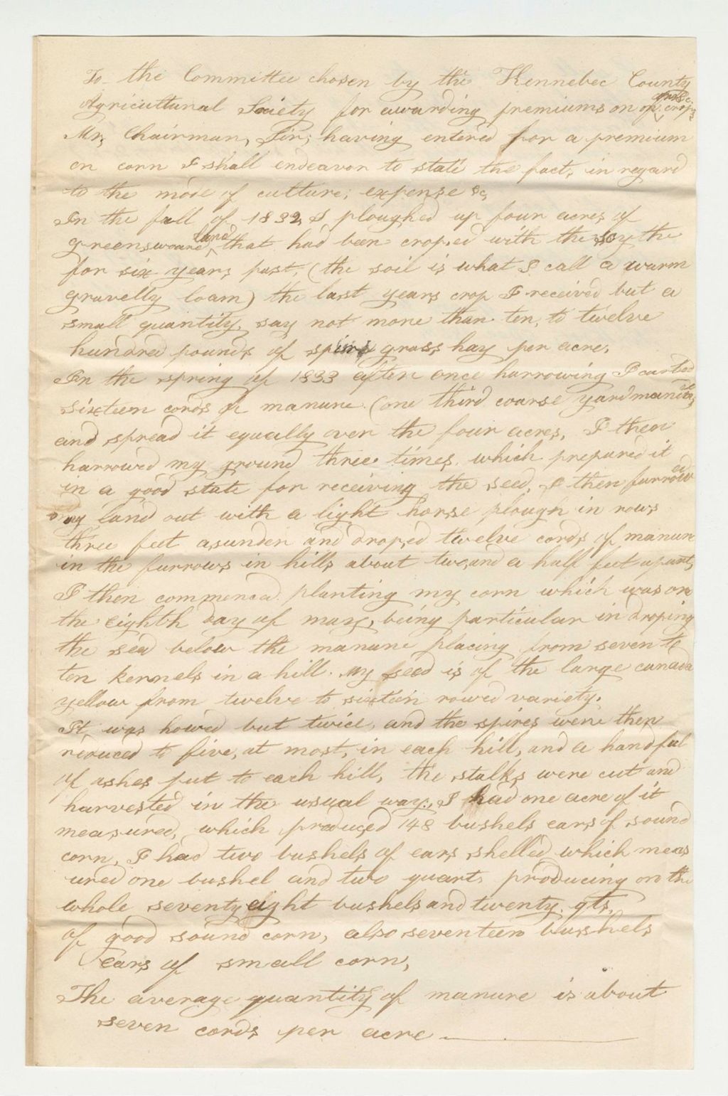 Miniature of Walter Hains Statement on Corn Premium
