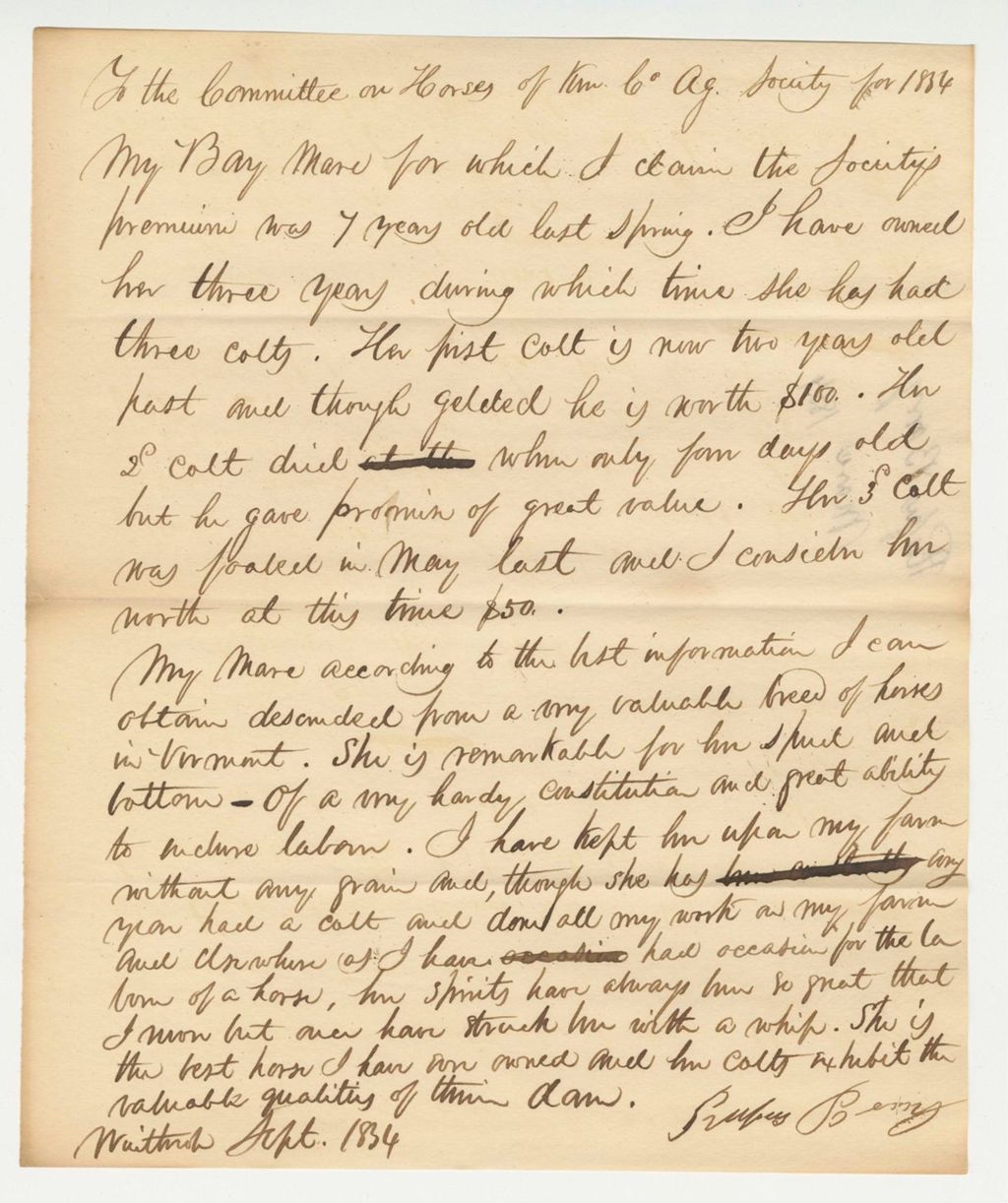 Miniature of Statement of Rufus Bonny on Mare