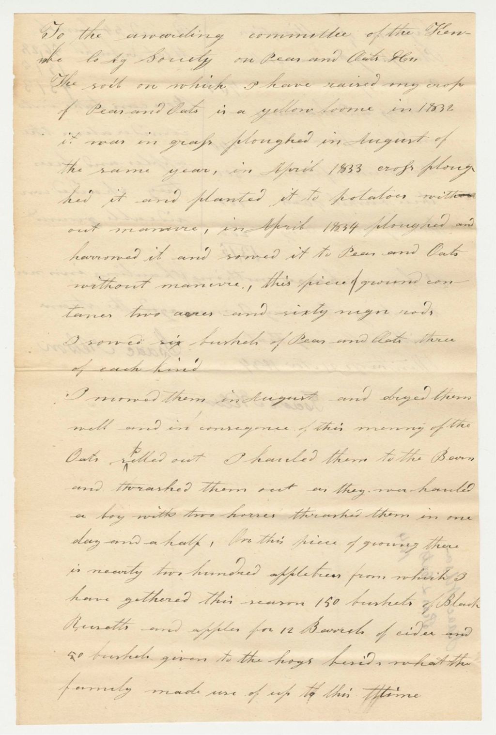 Miniature of Statement of Isaac Nelson on Peas and Oats