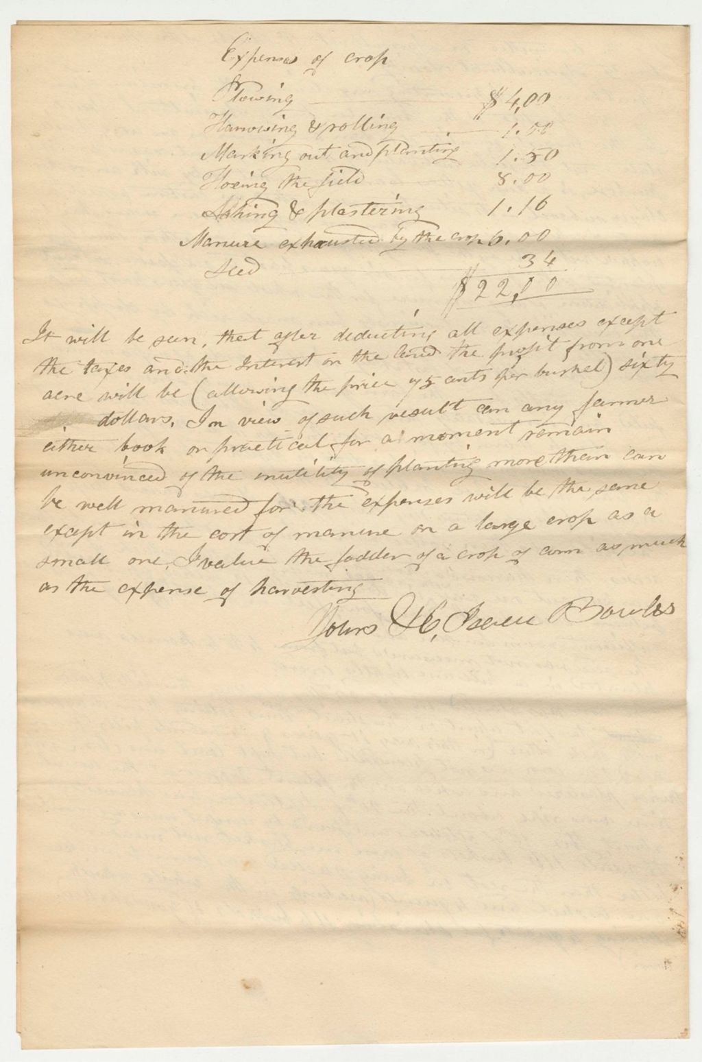 Miniature of Statement of Isaac Bowles on Corn