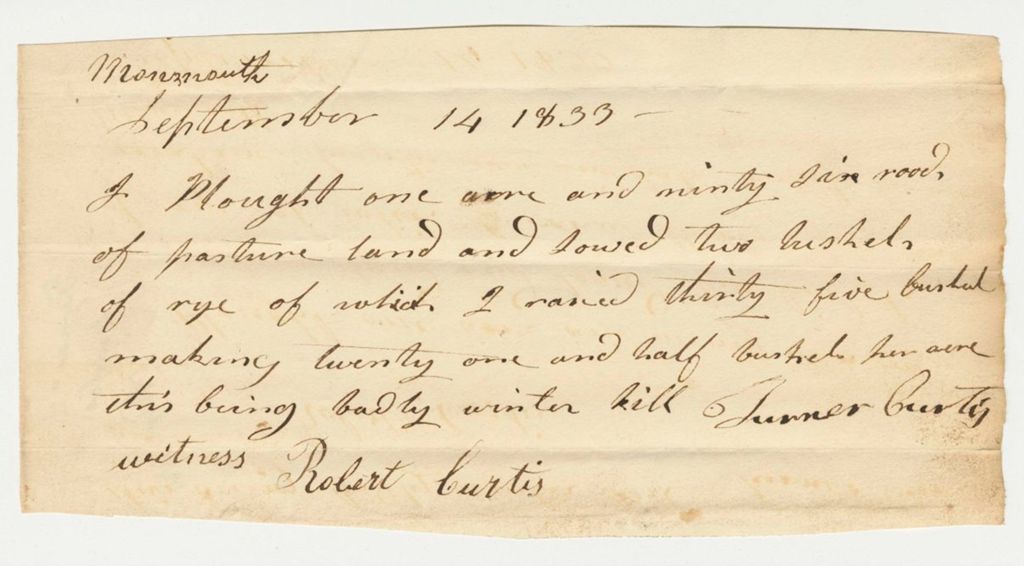 Miniature of Statement of Turner Curtis on Rye