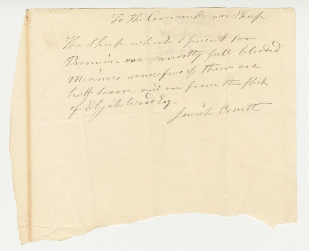 Miniature of Statement of Josiah Orcutt on Sheep