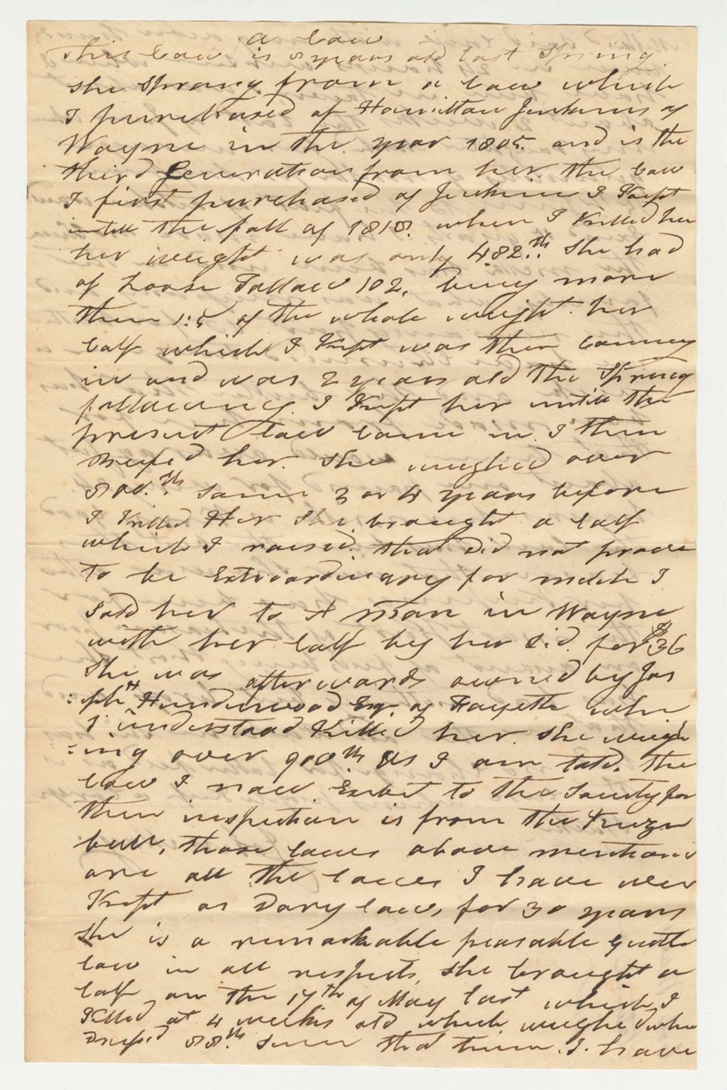 Miniature of Statement of Col. John May on Cow