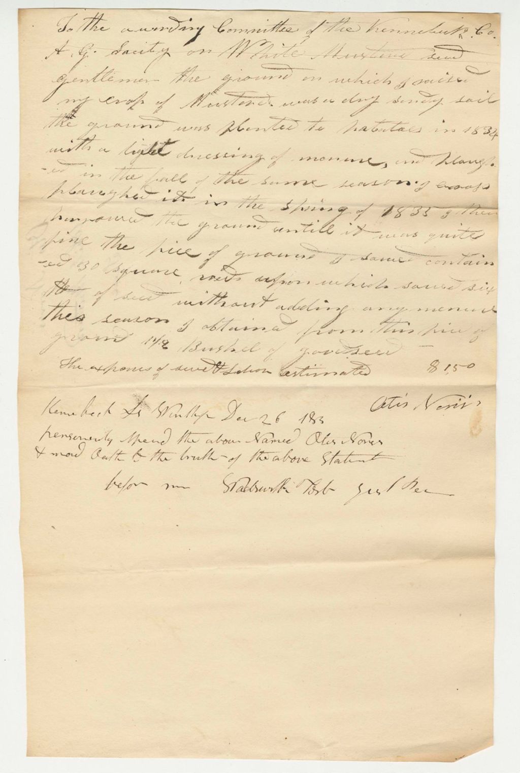 Miniature of Statement of Otis Norris on White Mustard Seed