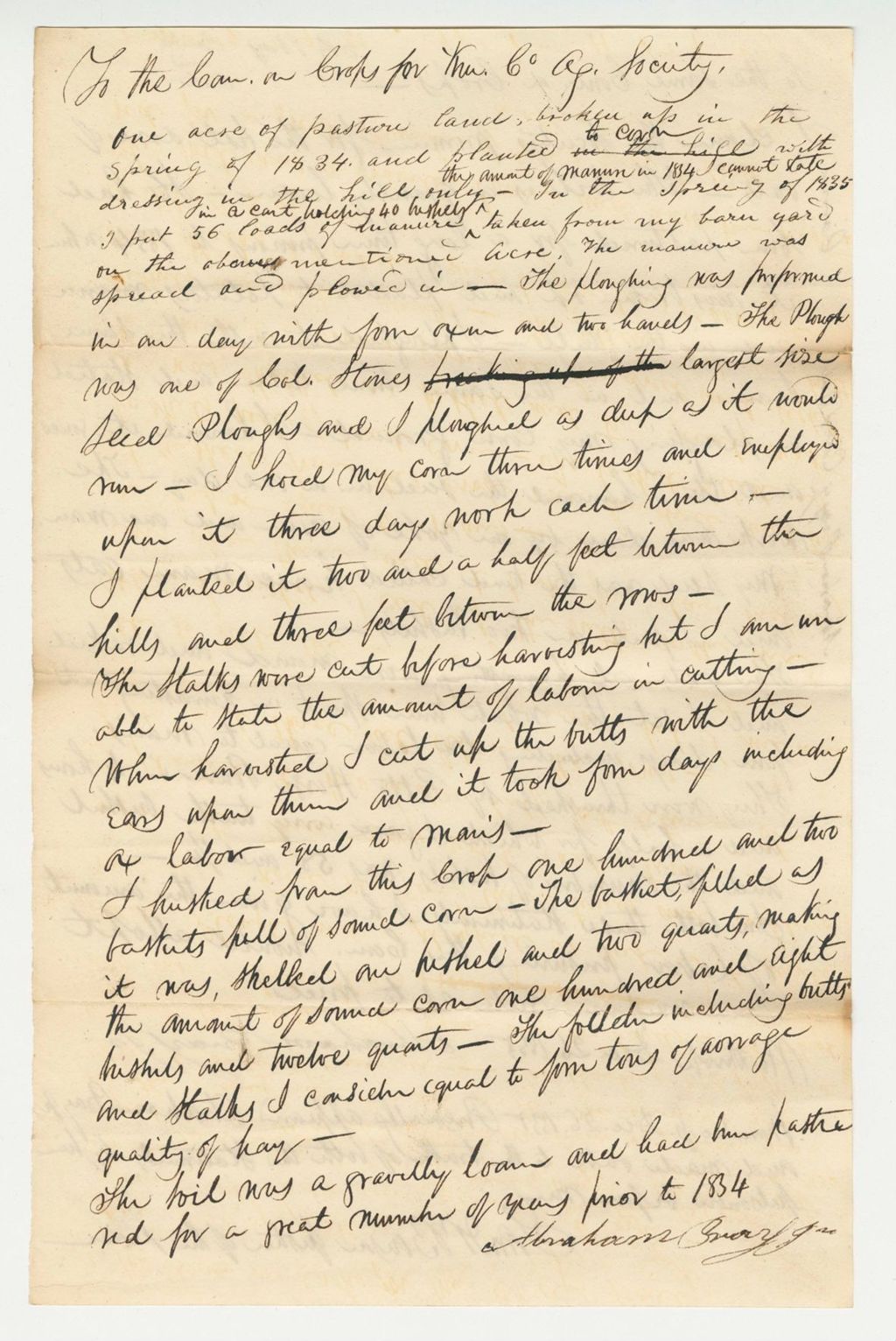 Miniature of Statement of Abraham Bay on Corn and Oats