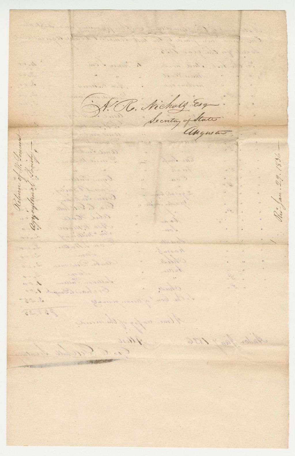 Miniature of Statement of Expenditures and Preiums of West Somerset Agricultural Society