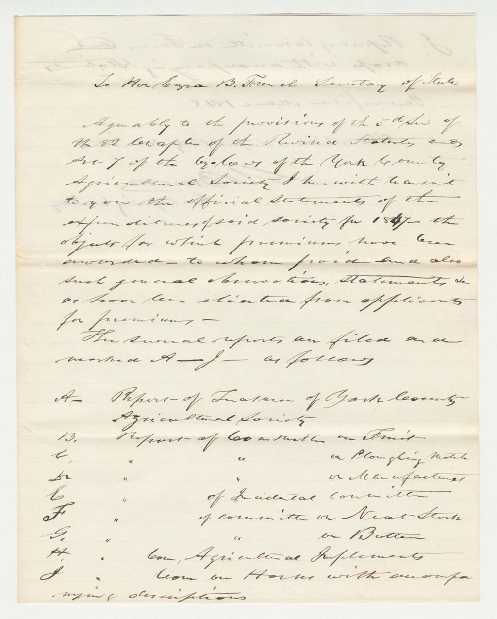 Miniature of Report of Treasurer of York Co. Agricultural Society