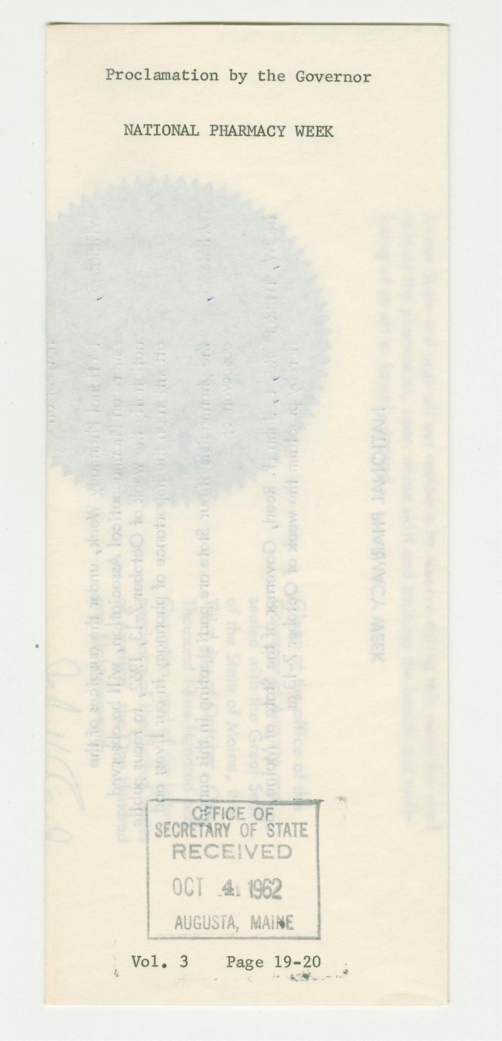Miniature of National Pharmacy Week Proclamation