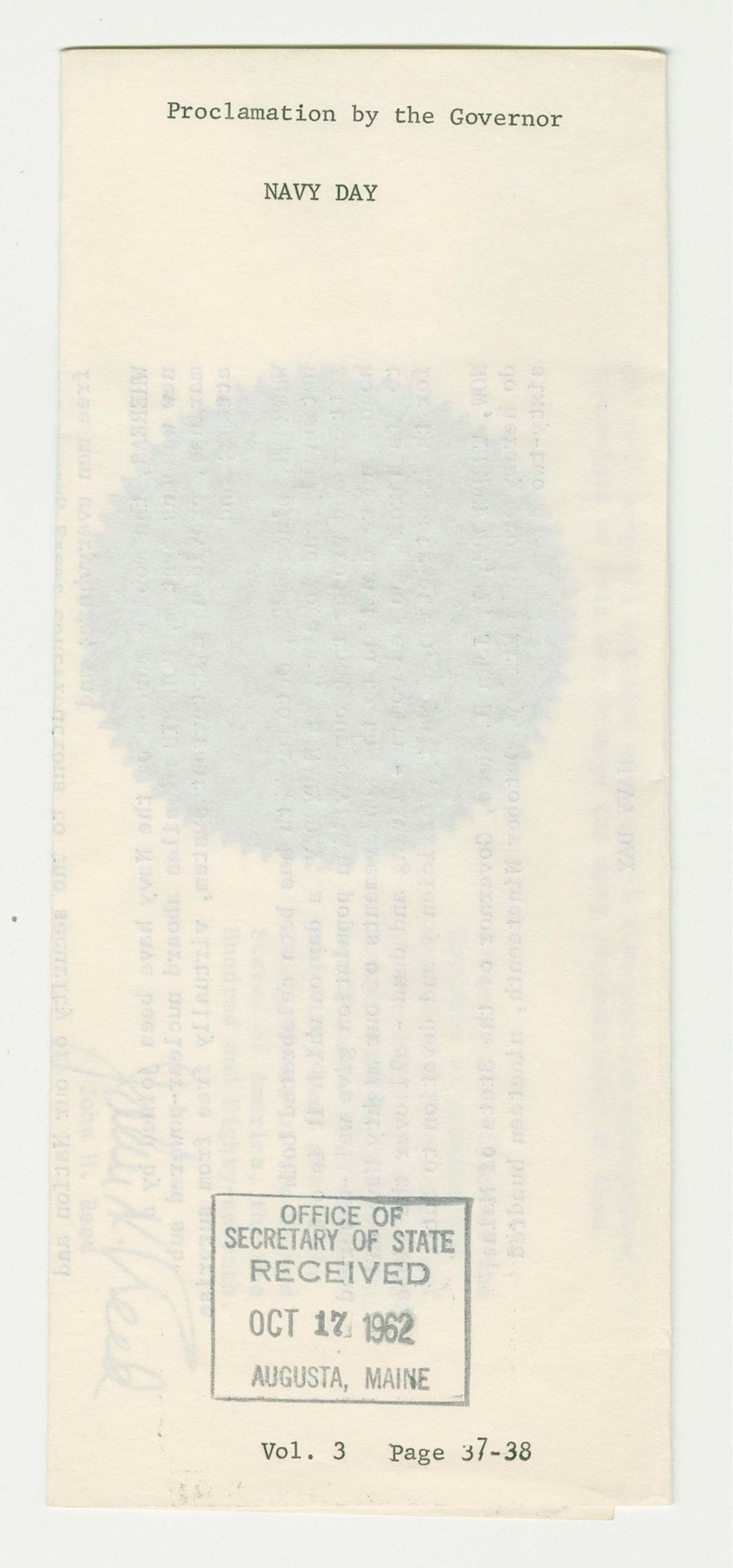 Miniature of Navy Day Proclamation