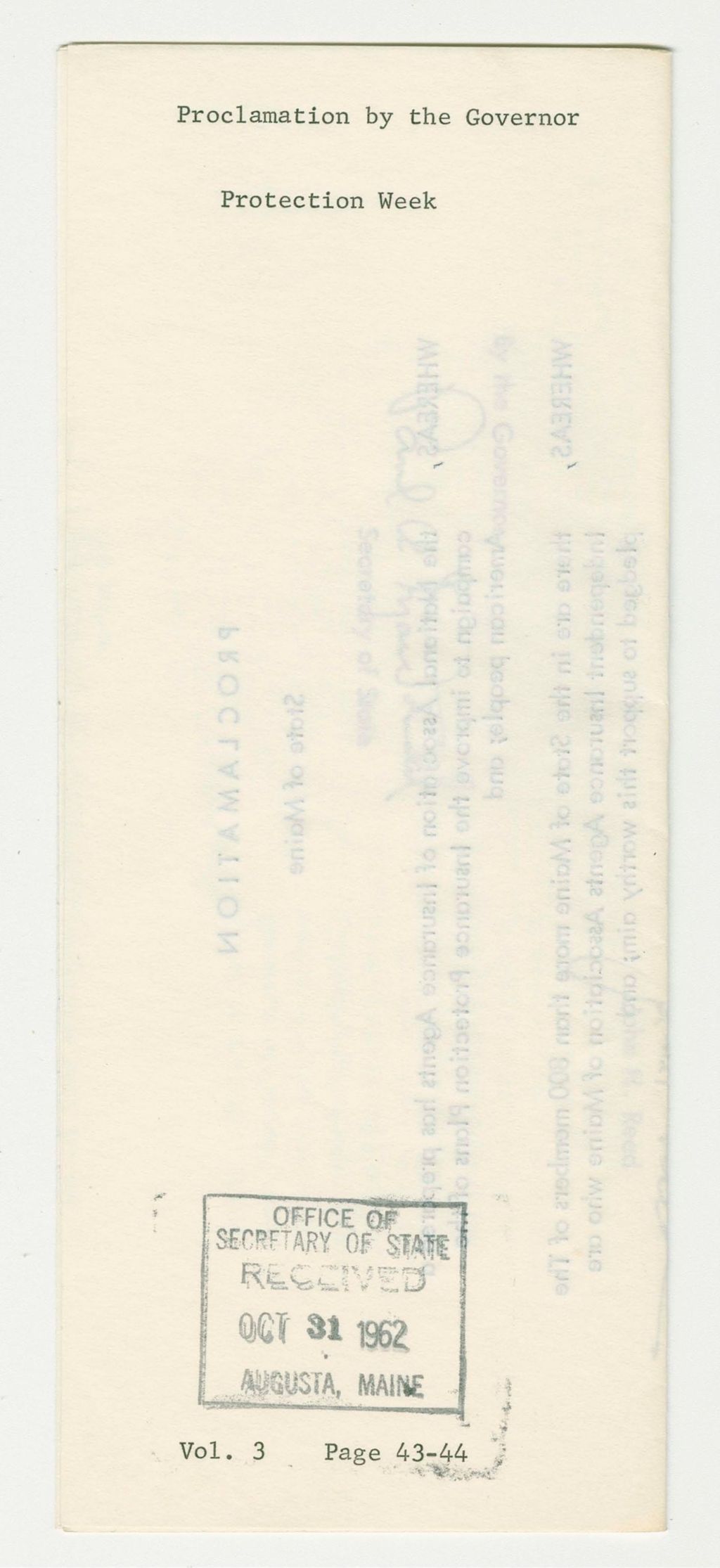 Miniature of Protection Week Proclamation