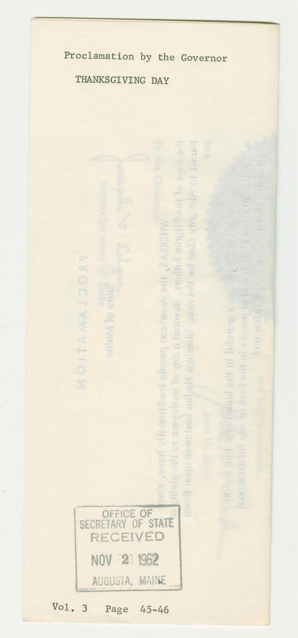 Miniature of Thanksgiving Day Proclamation