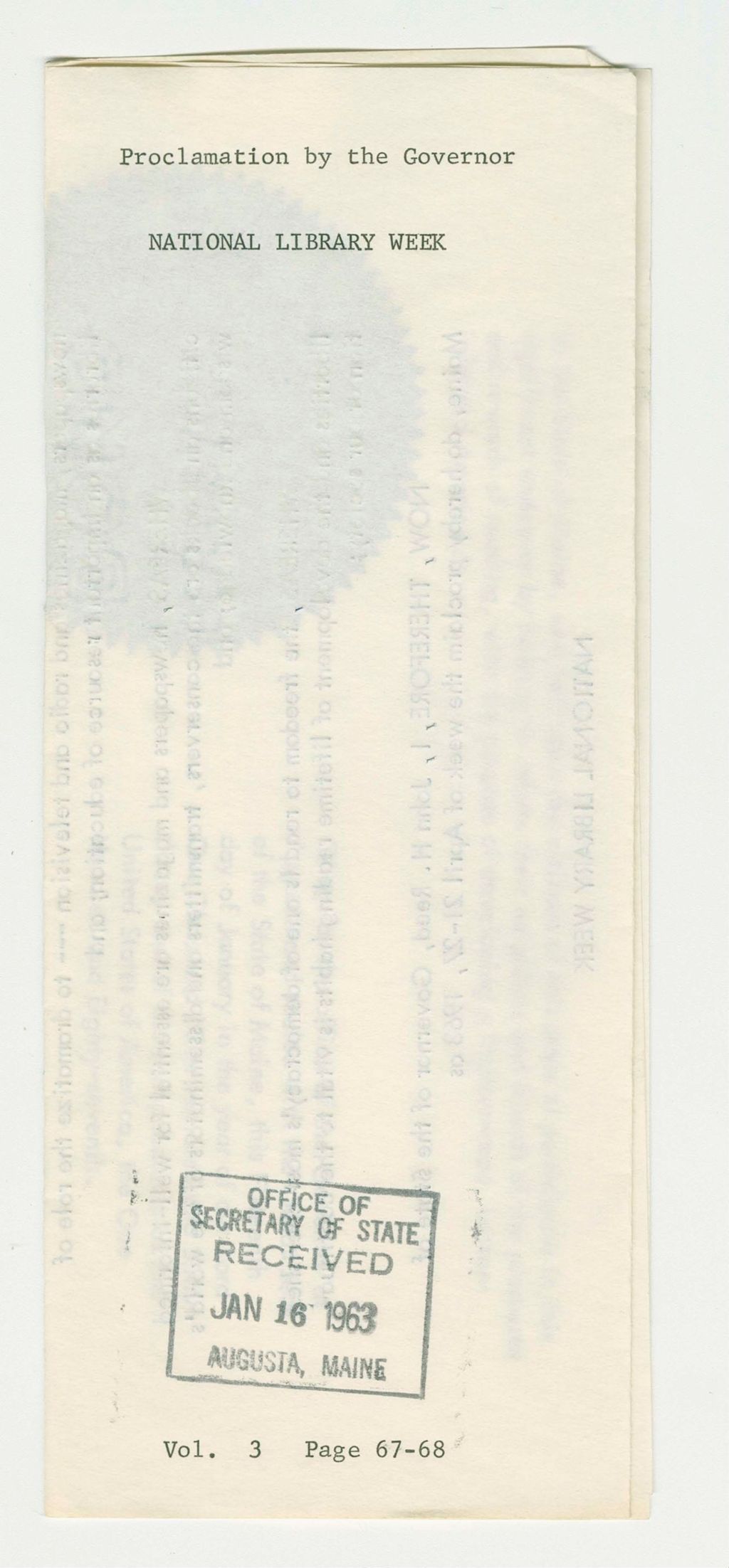 Miniature of National Library Week Proclamation