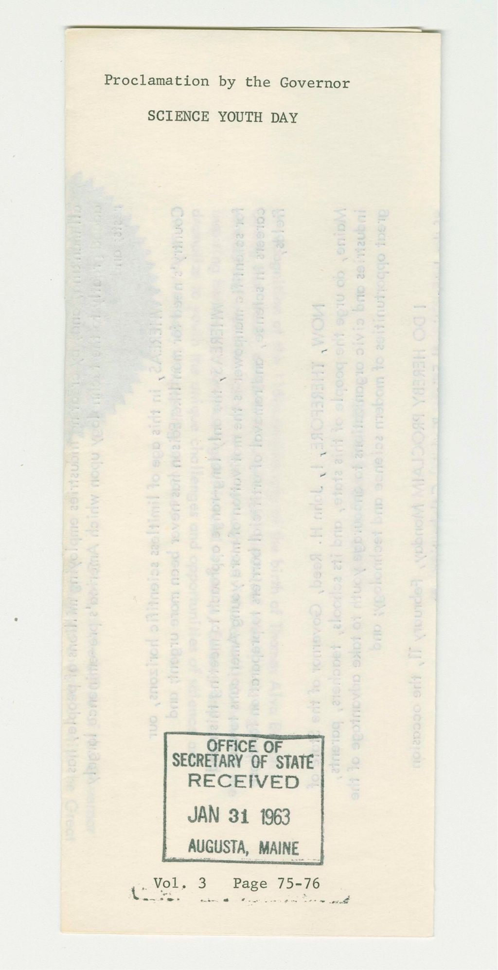 Miniature of Science Youth Day Proclamation