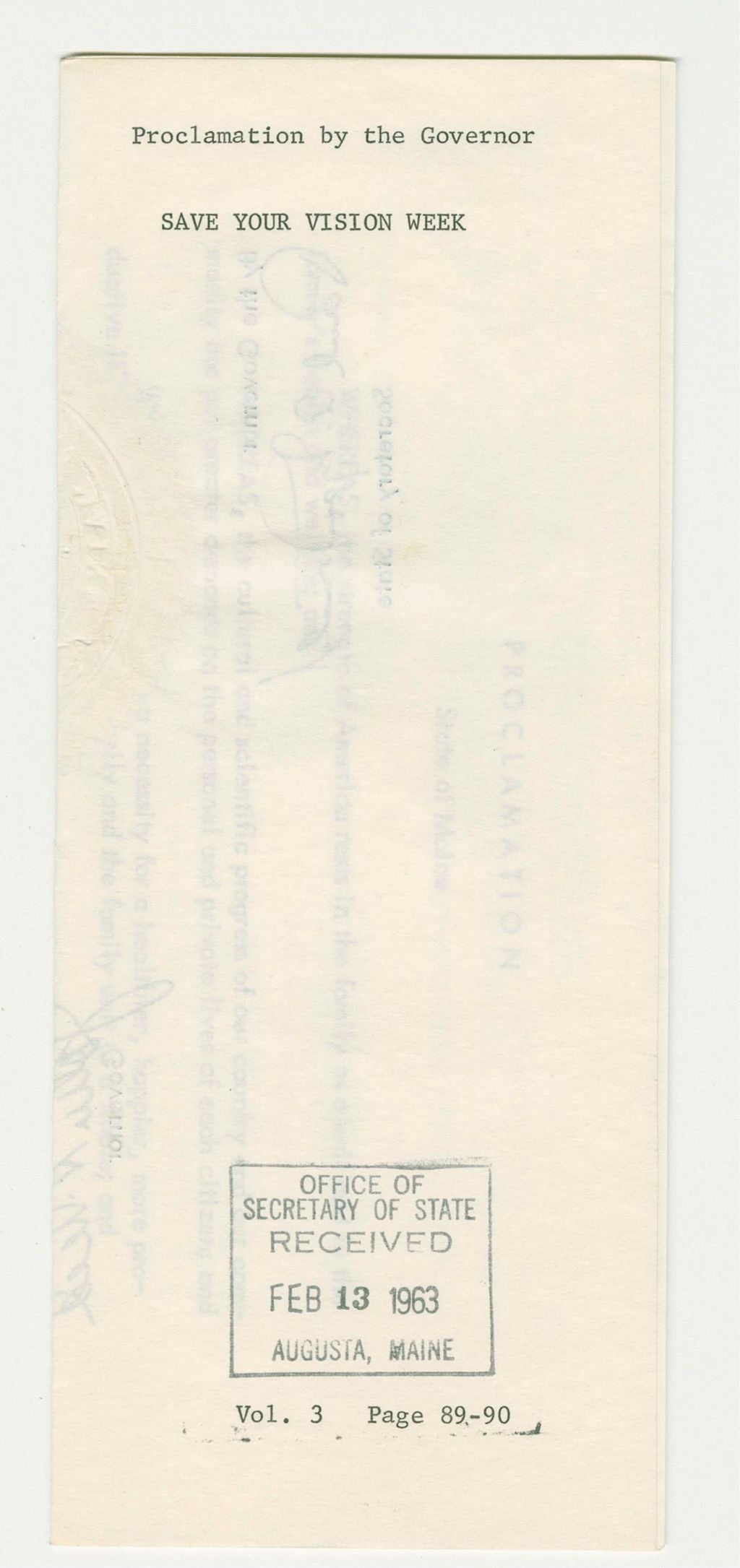Miniature of Save Your Vision Week Proclamation