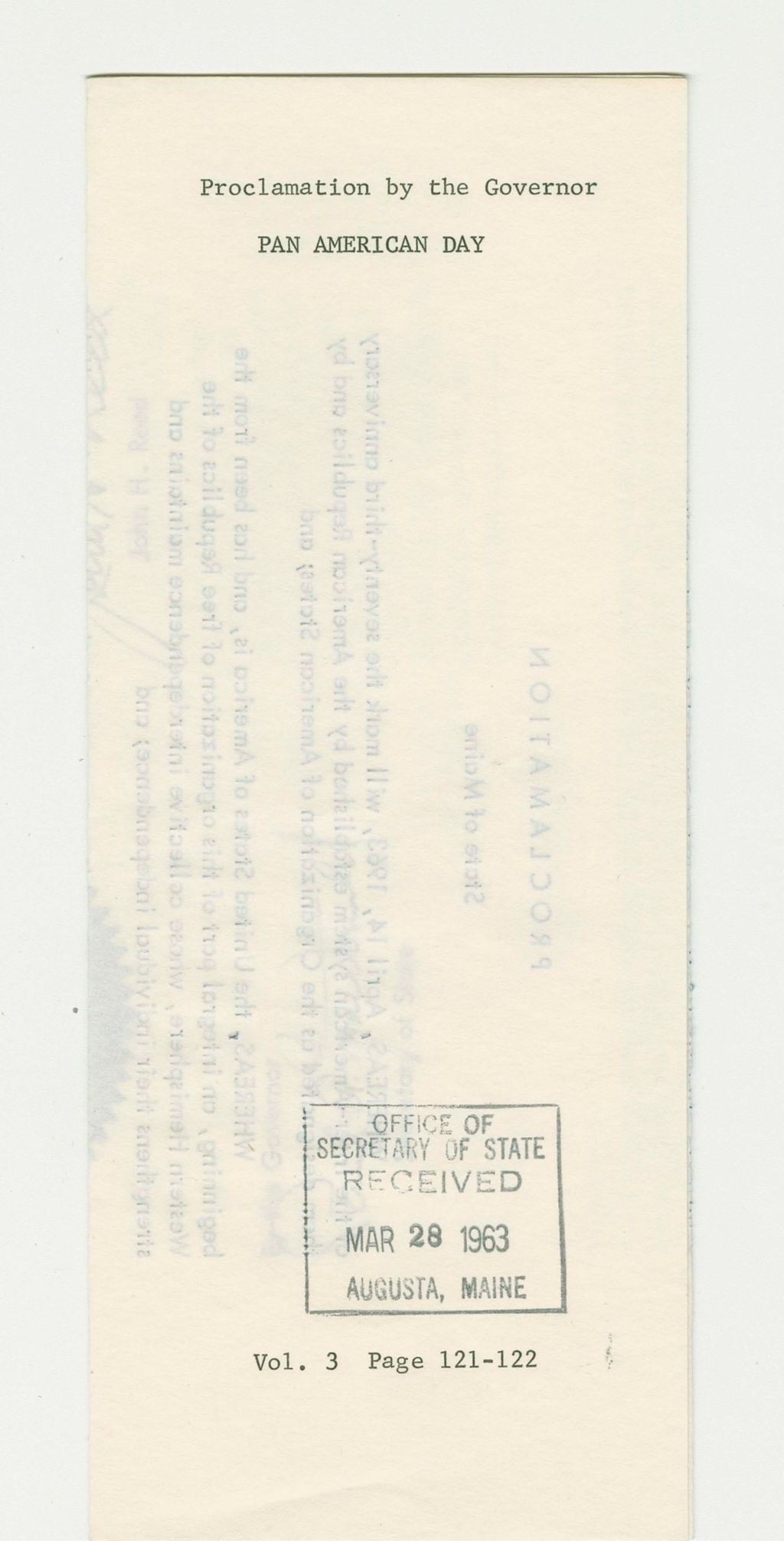Miniature of Pan American Day Proclamation