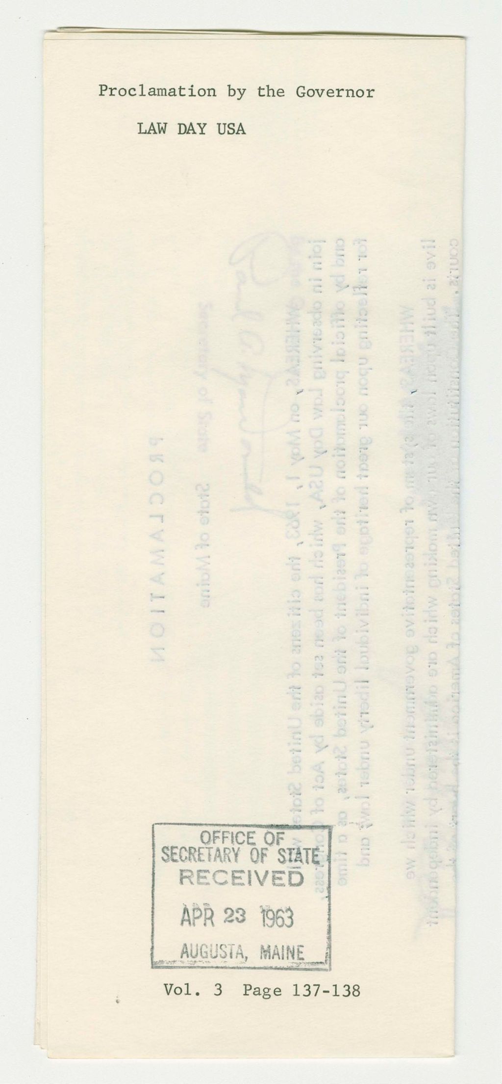Miniature of Law Day USA Proclamation