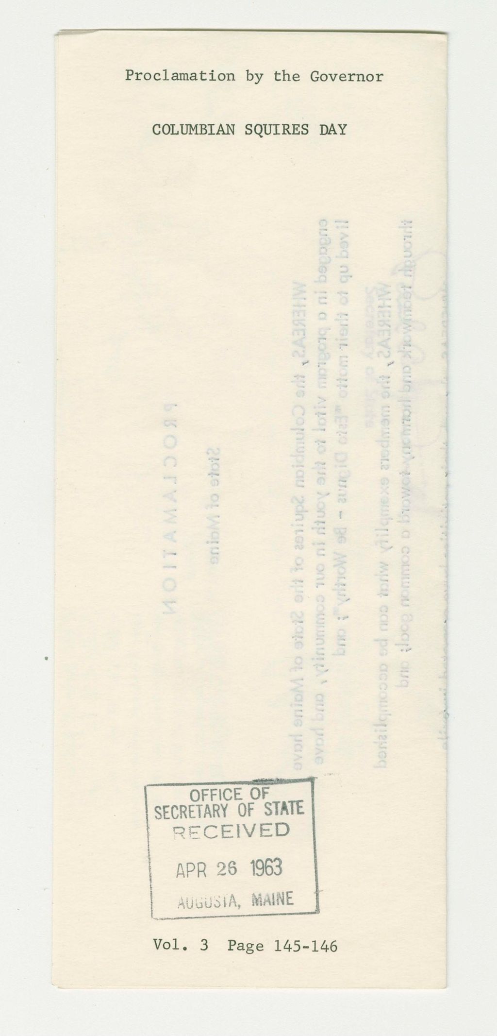 Miniature of Columbian Squires Day Proclamation