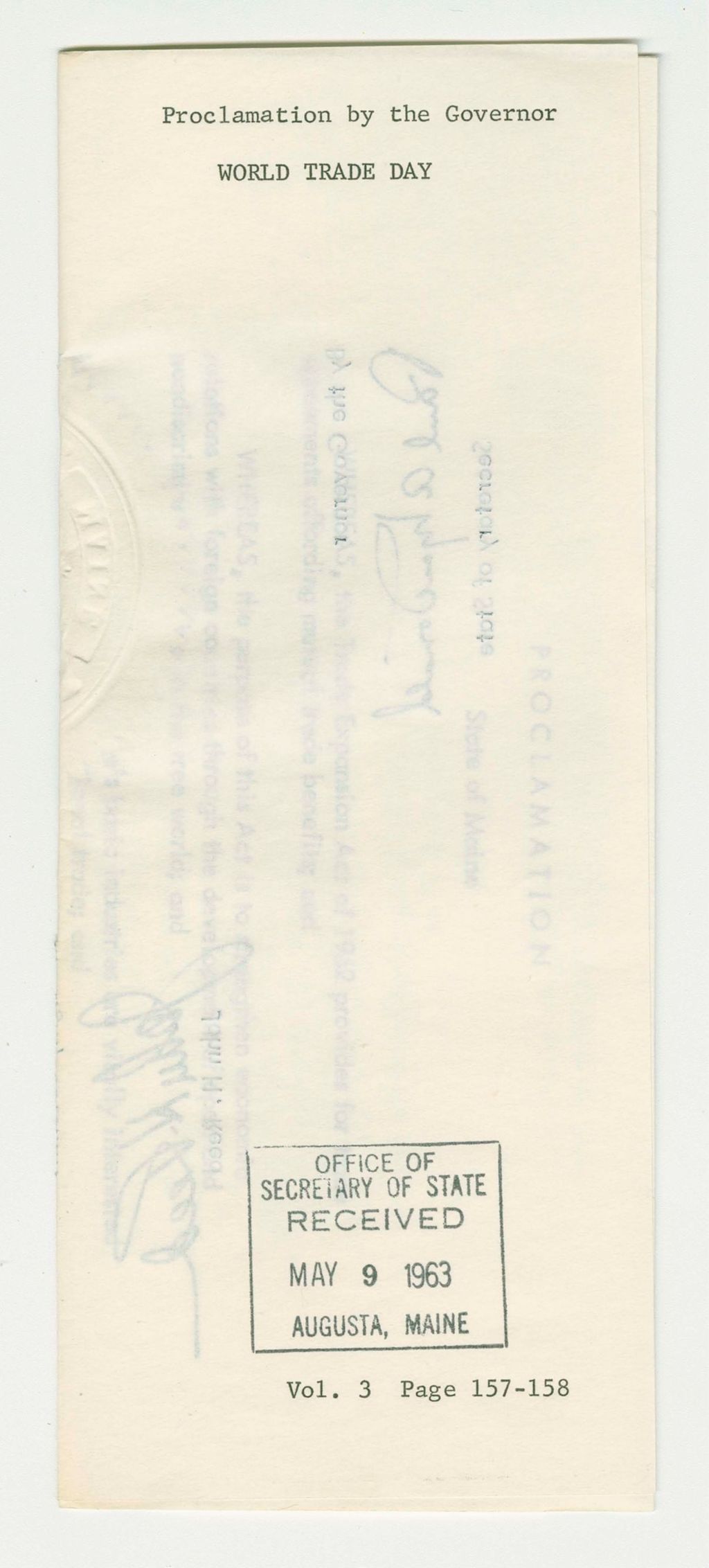 Miniature of World Trade Day Proclamation