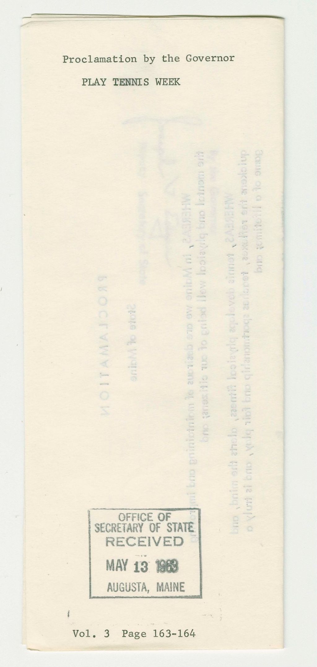 Miniature of Play Tennis Week Proclamation