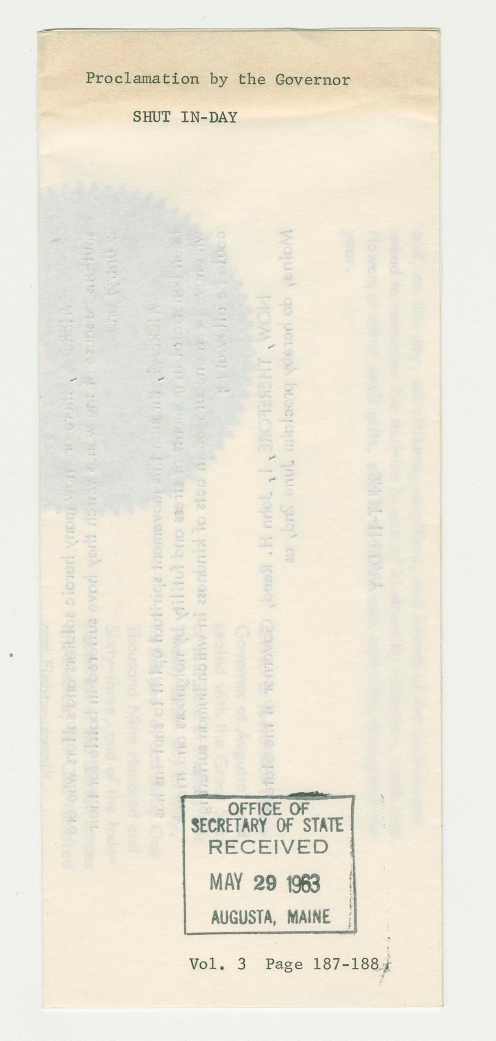 Miniature of Shut In-Day Proclamation