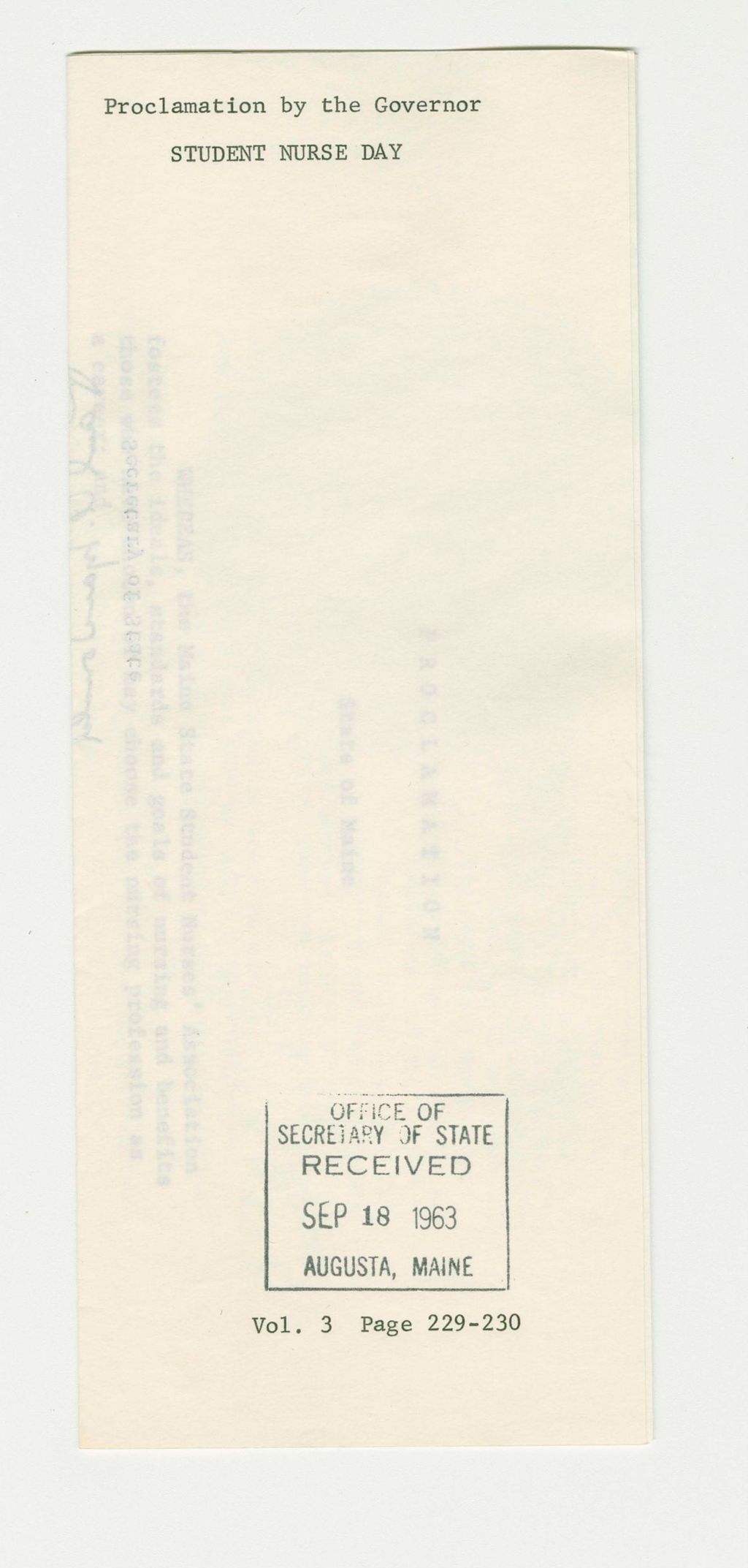 Miniature of Student Nurse Day Proclamation
