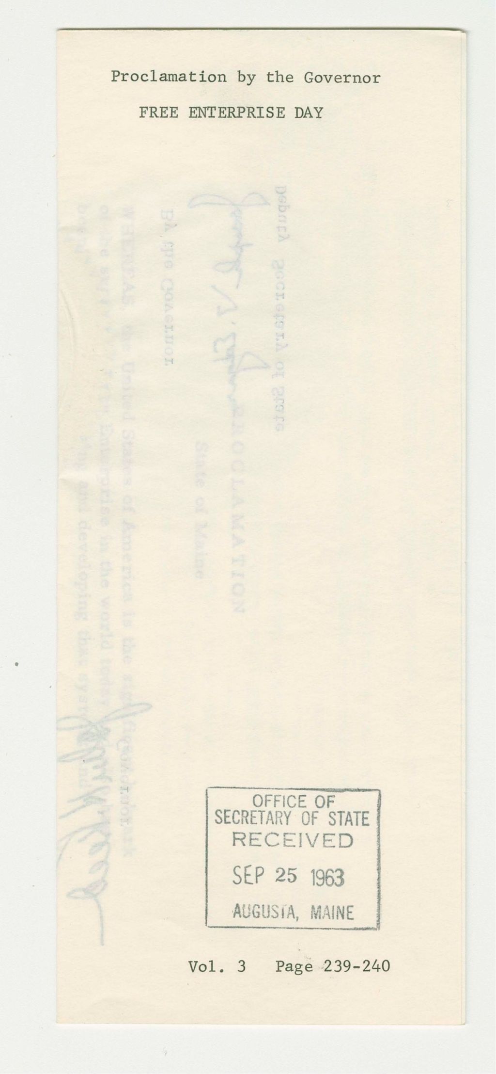 Miniature of Free Enterprise Day Proclamation