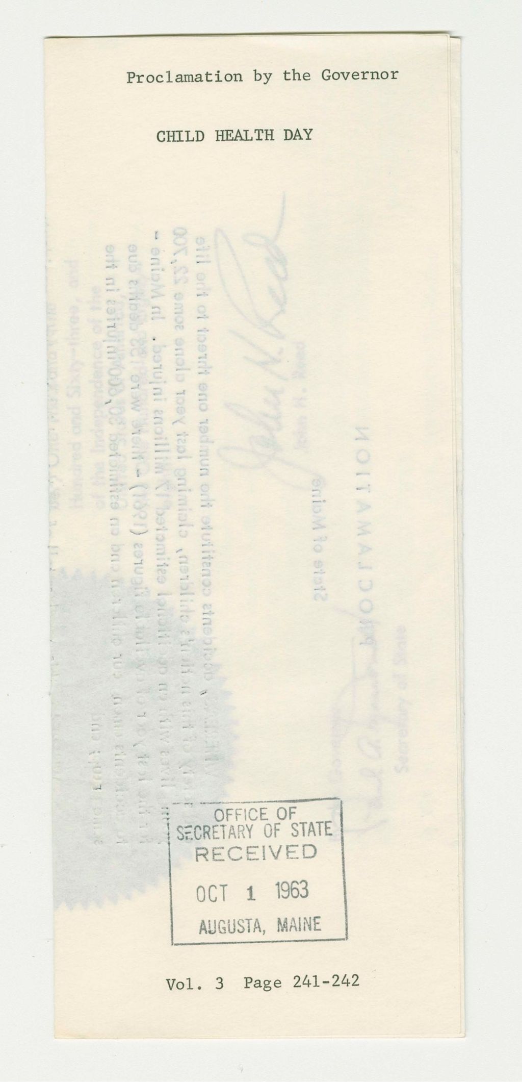 Miniature of Child Health Day Proclamation
