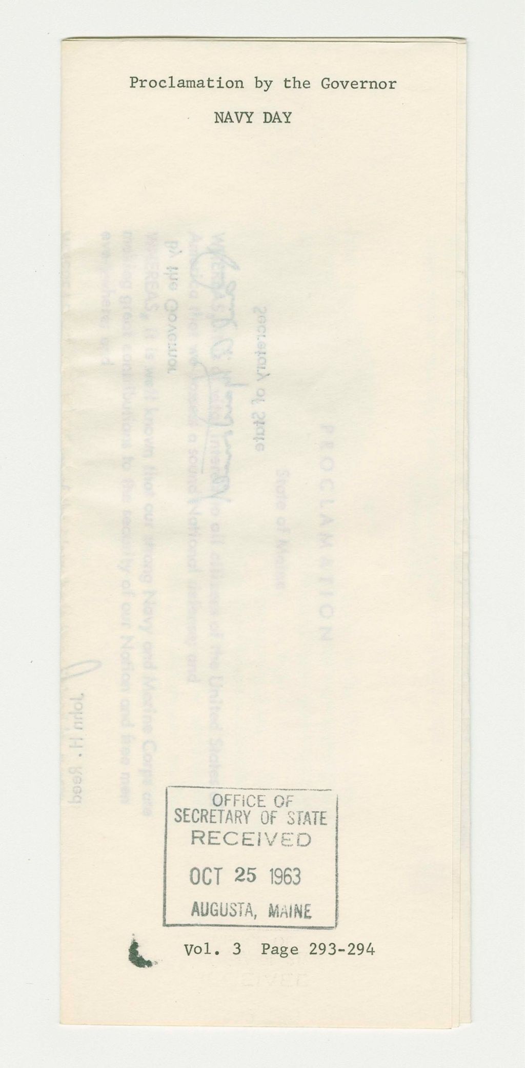 Miniature of Navy Day Proclamation