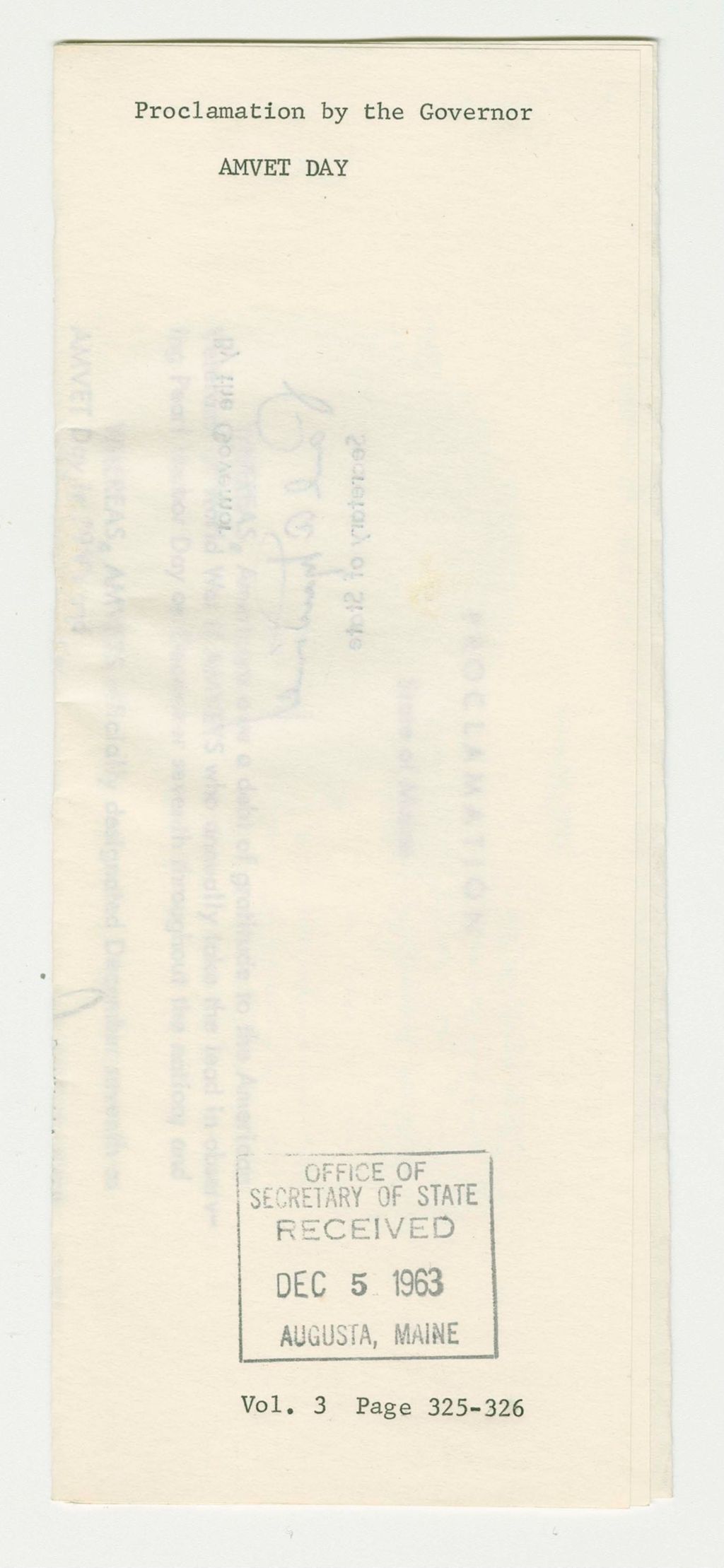 Miniature of AMVET Day Proclamation