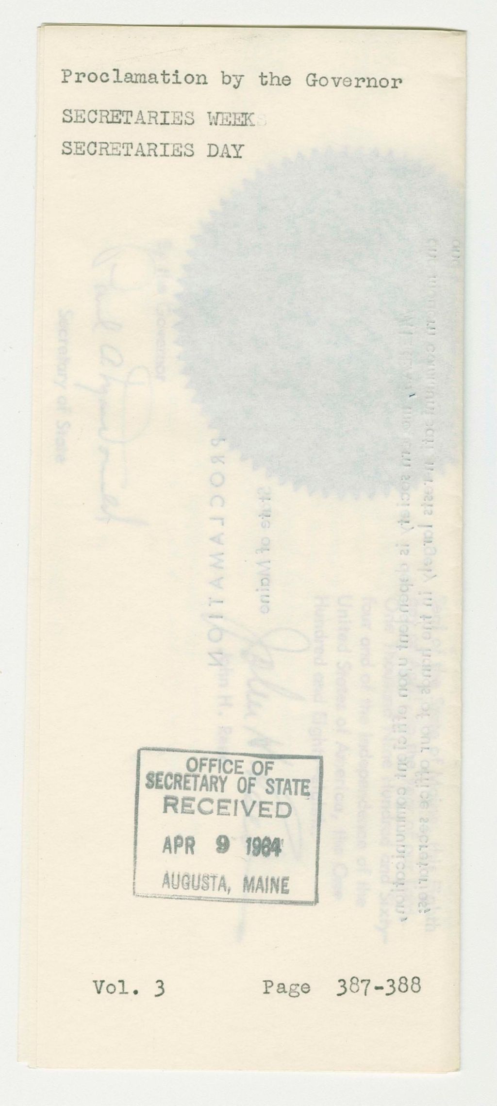 Miniature of Secretaries Week/Secretaries Day Proclamation