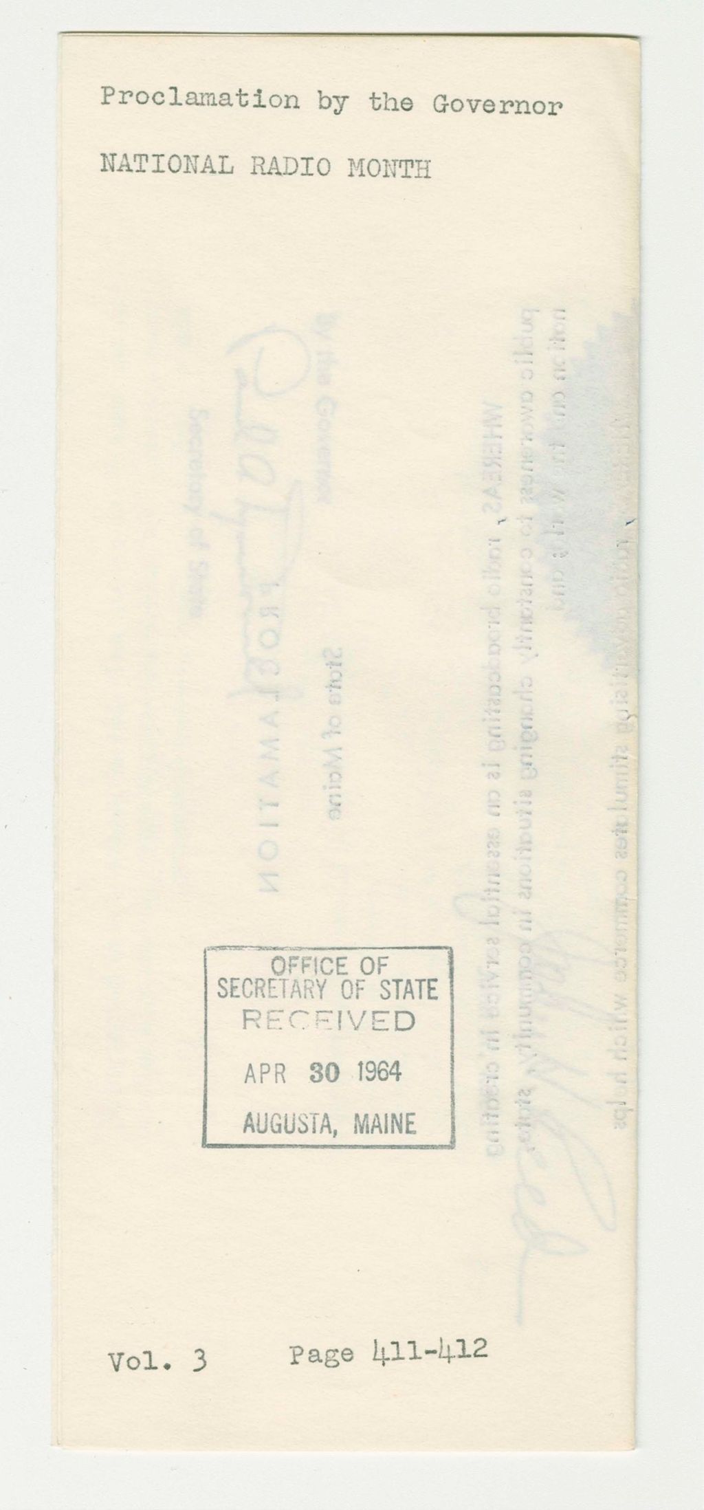 Miniature of National Radio Month Proclamation