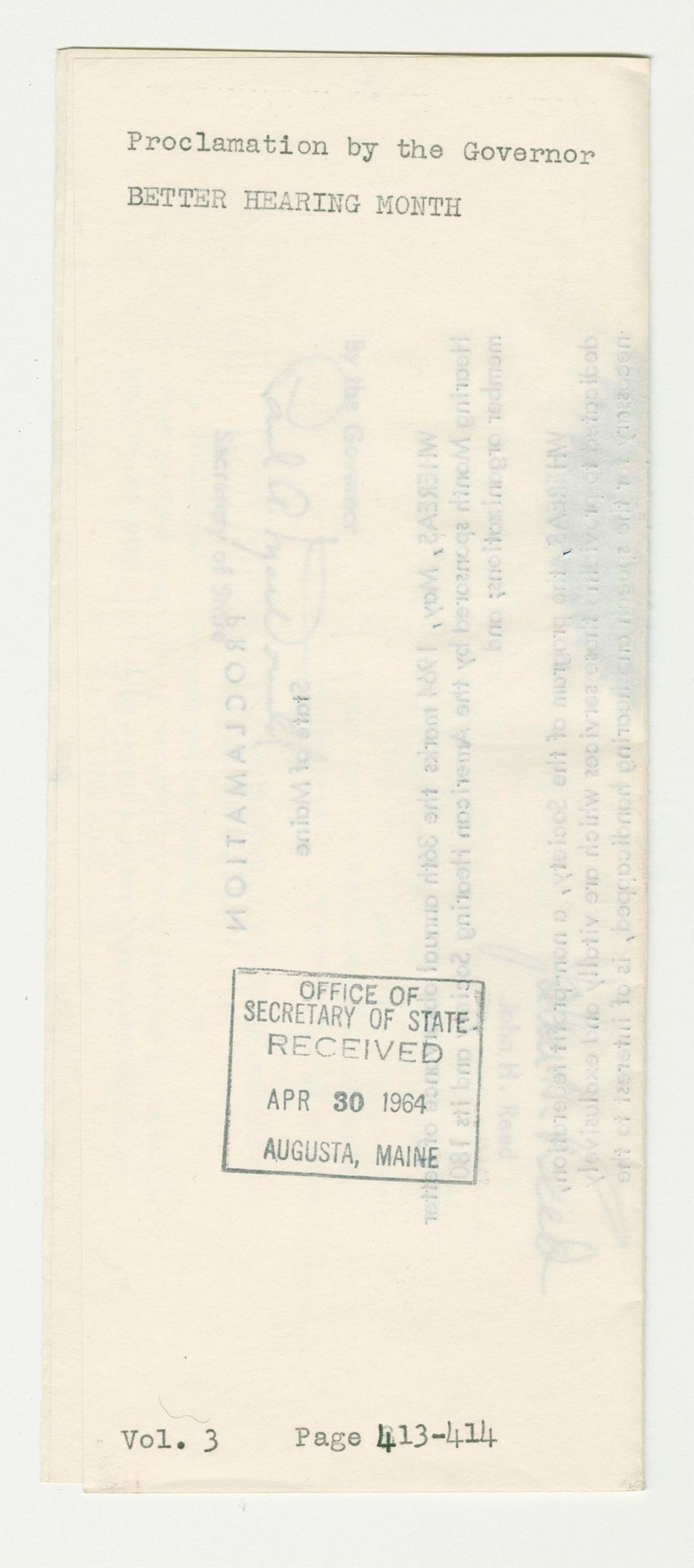 Miniature of Better Hearing Month Proclamation