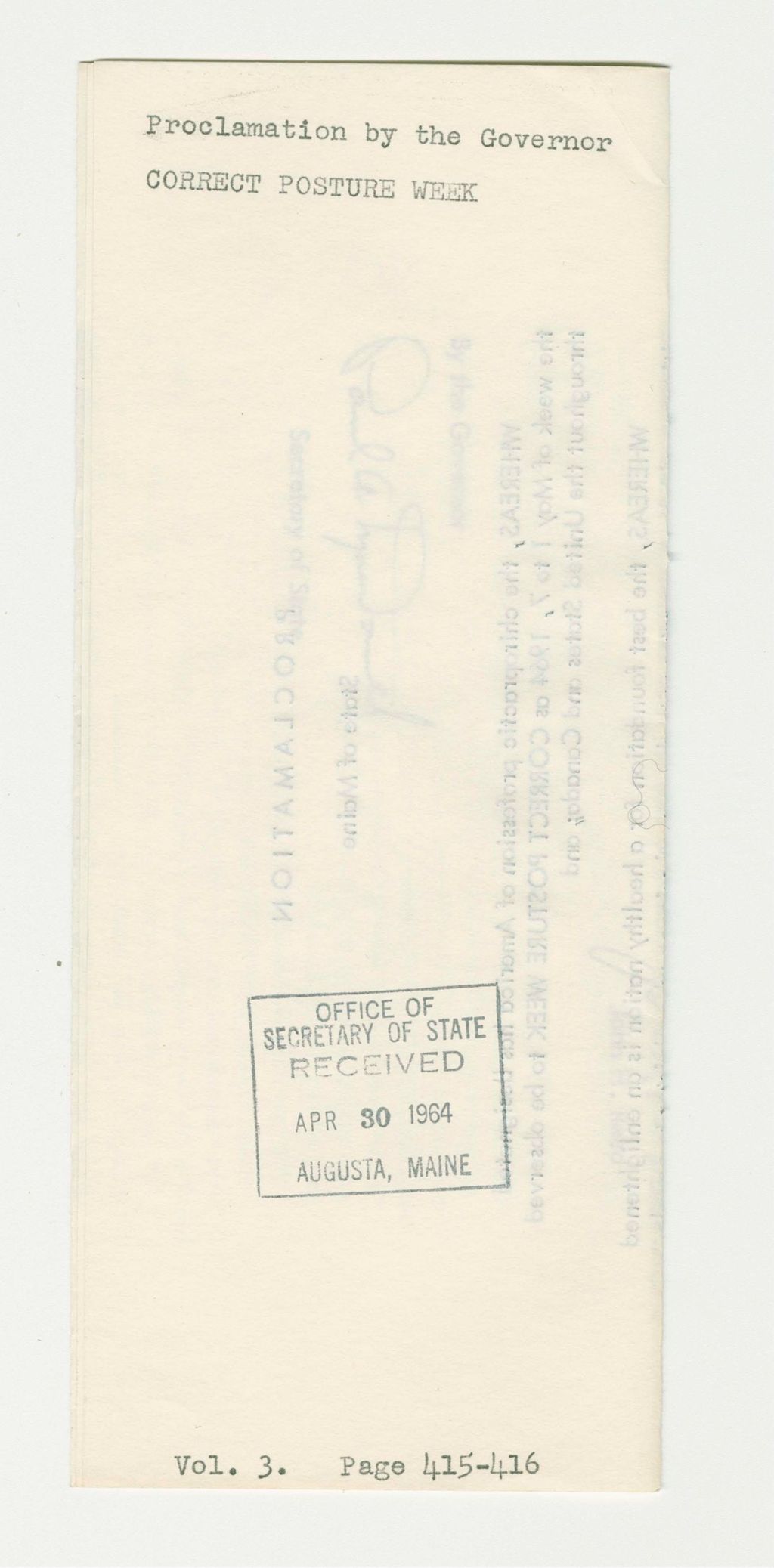 Miniature of Correct Posture Week Proclamation