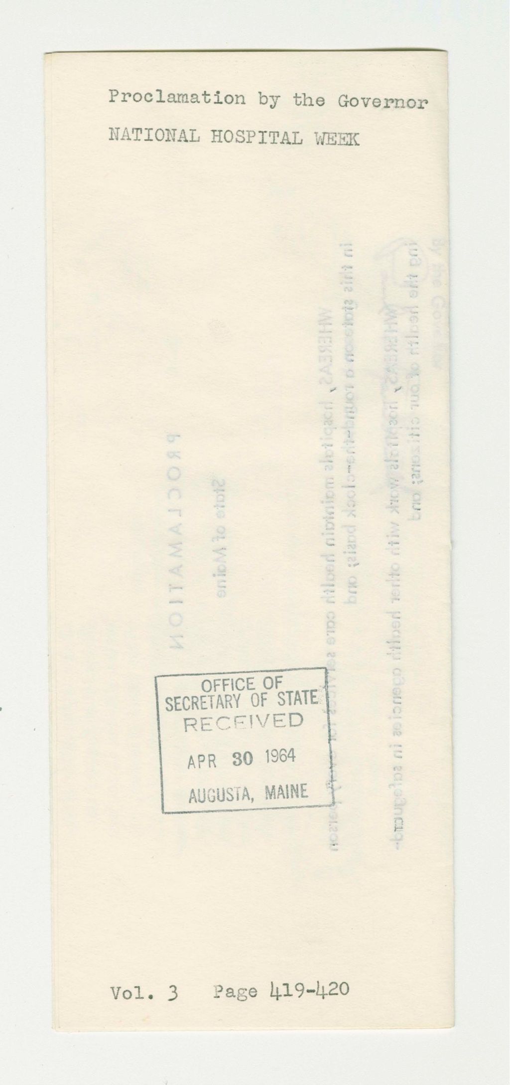 Miniature of National Hospital Week Proclamation