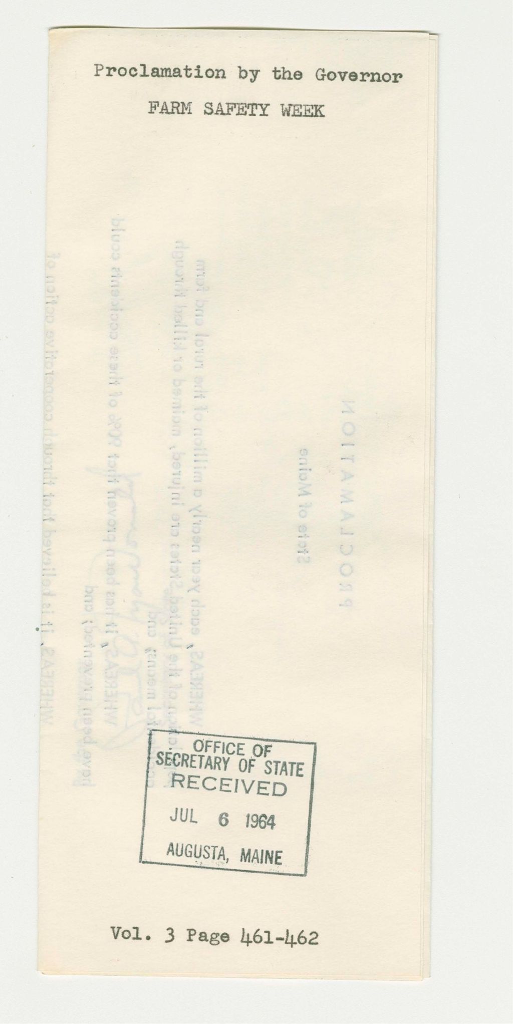 Miniature of Farm Safety Week Proclamation