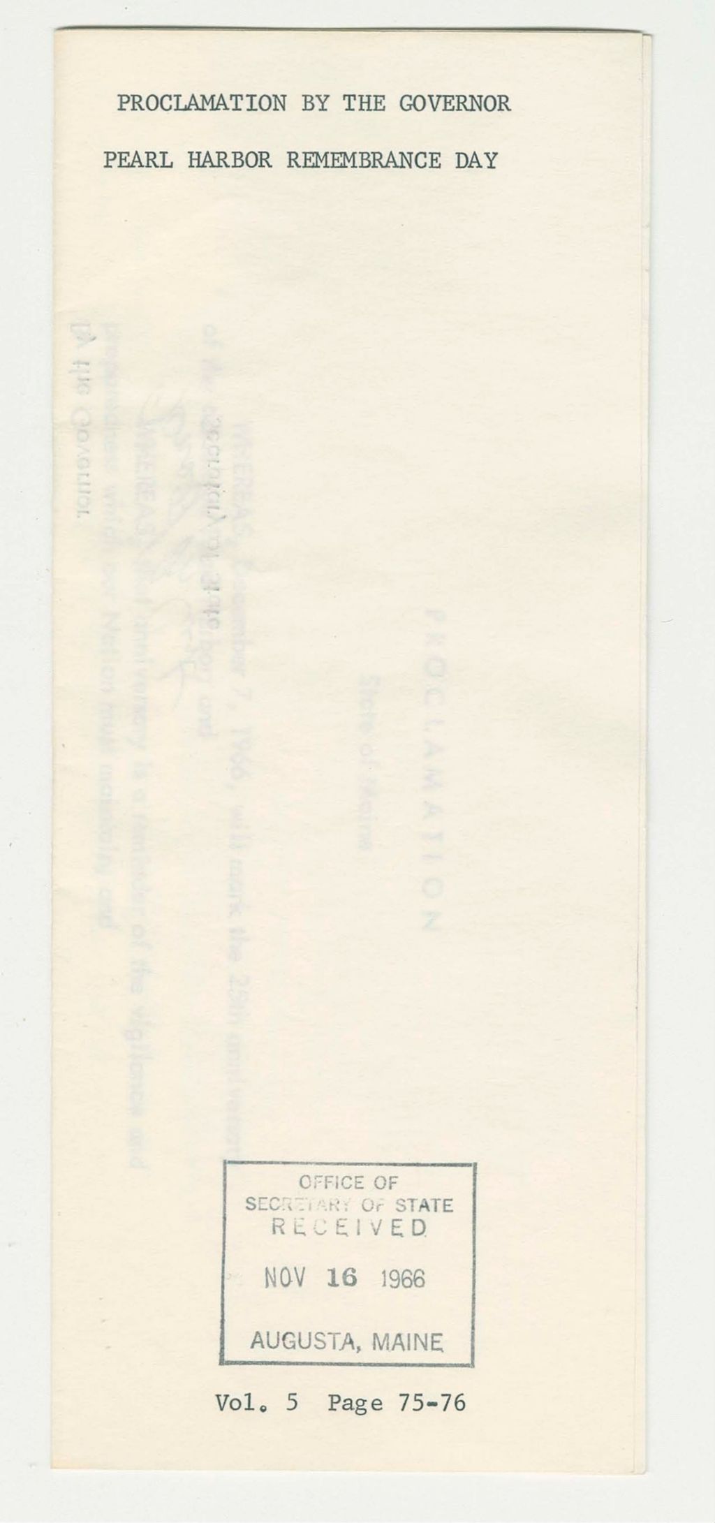 Miniature of Pearl Harbor Remembrance Day Proclamation
