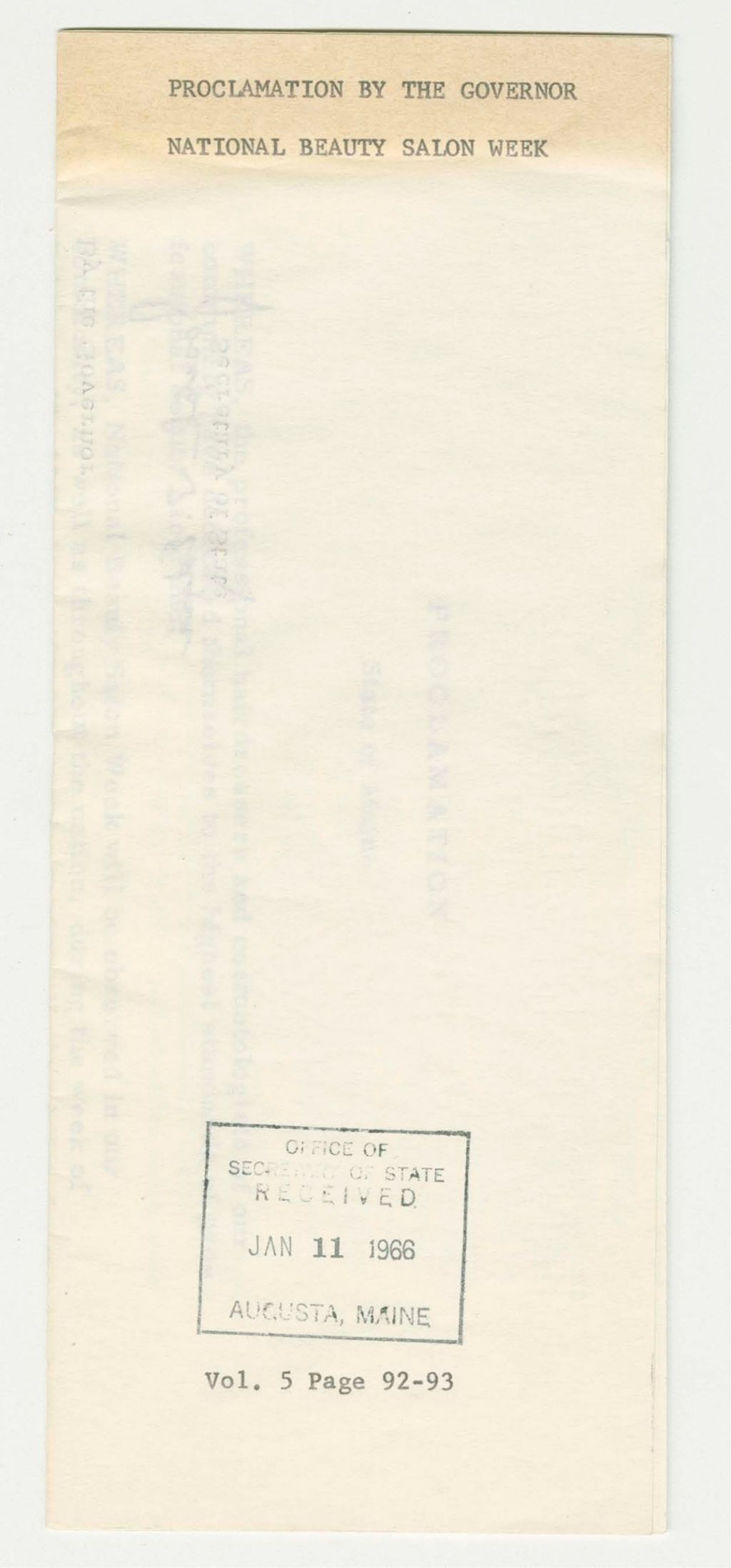 Miniature of National Beauty Salon Week Proclamation