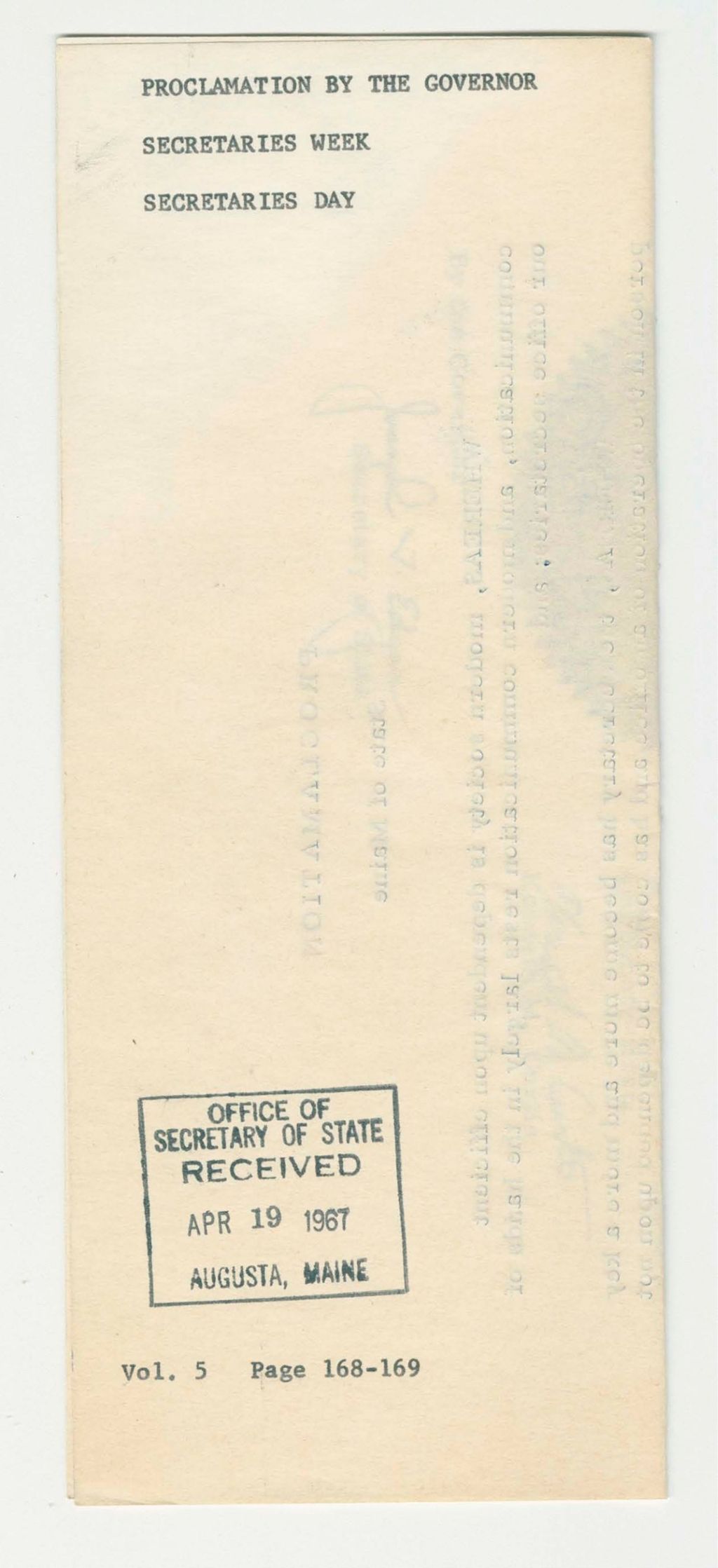 Miniature of Secretaries Week/Secretaries Day Proclamation