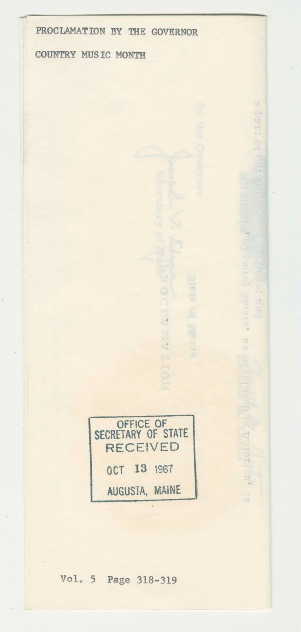 Miniature of Country Music Month Proclamation