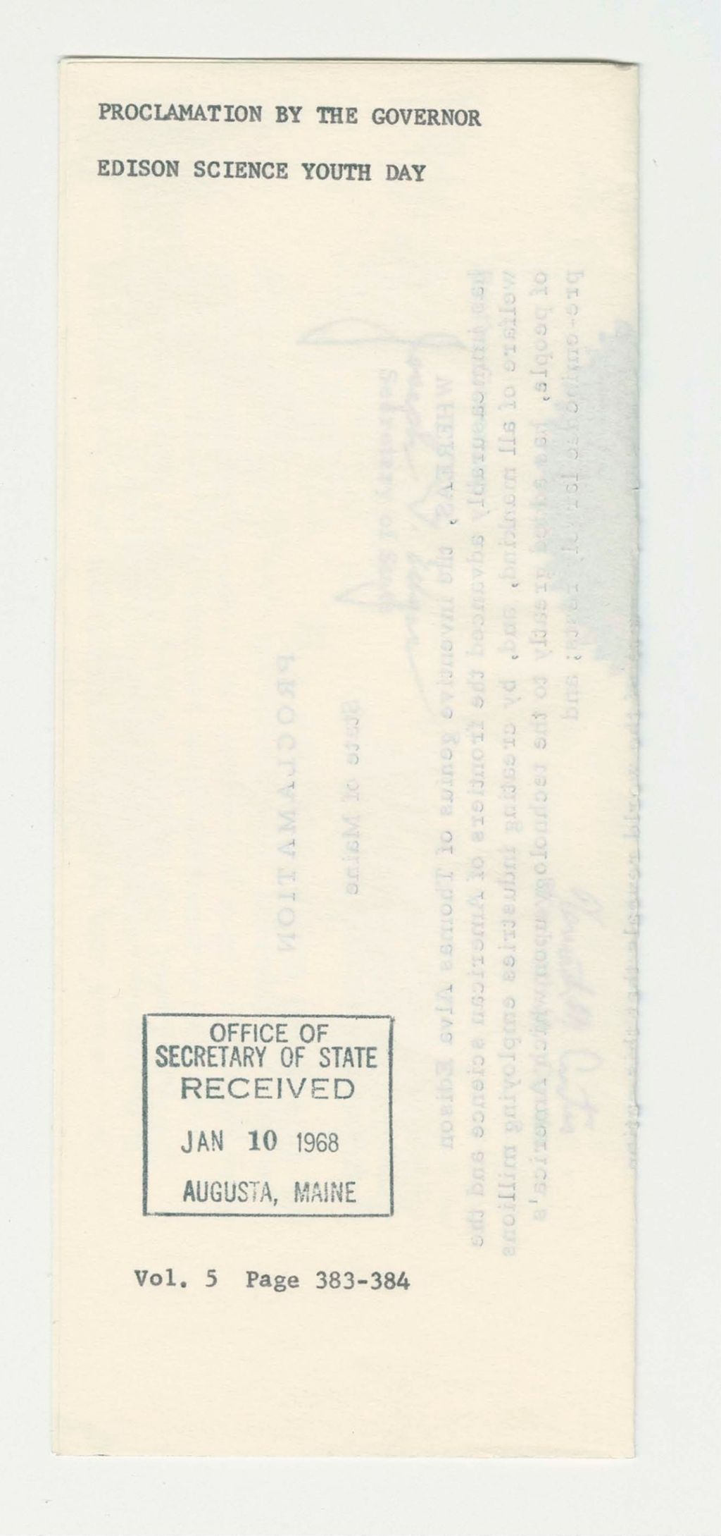 Miniature of Edison Science Youth Day Proclamation